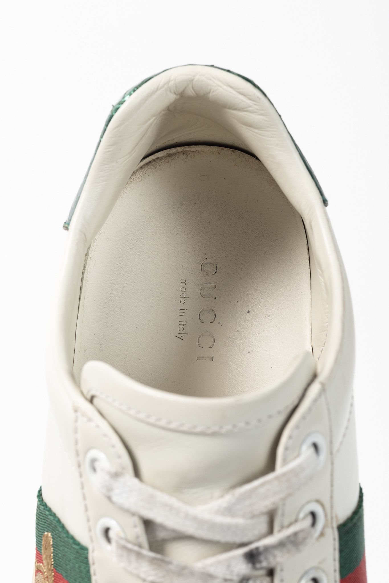 Gucci Gucci Ace Bee White Leather Lace-Up Sneakers Size US 6.5 / IT 36.5 - 10 Thumbnail