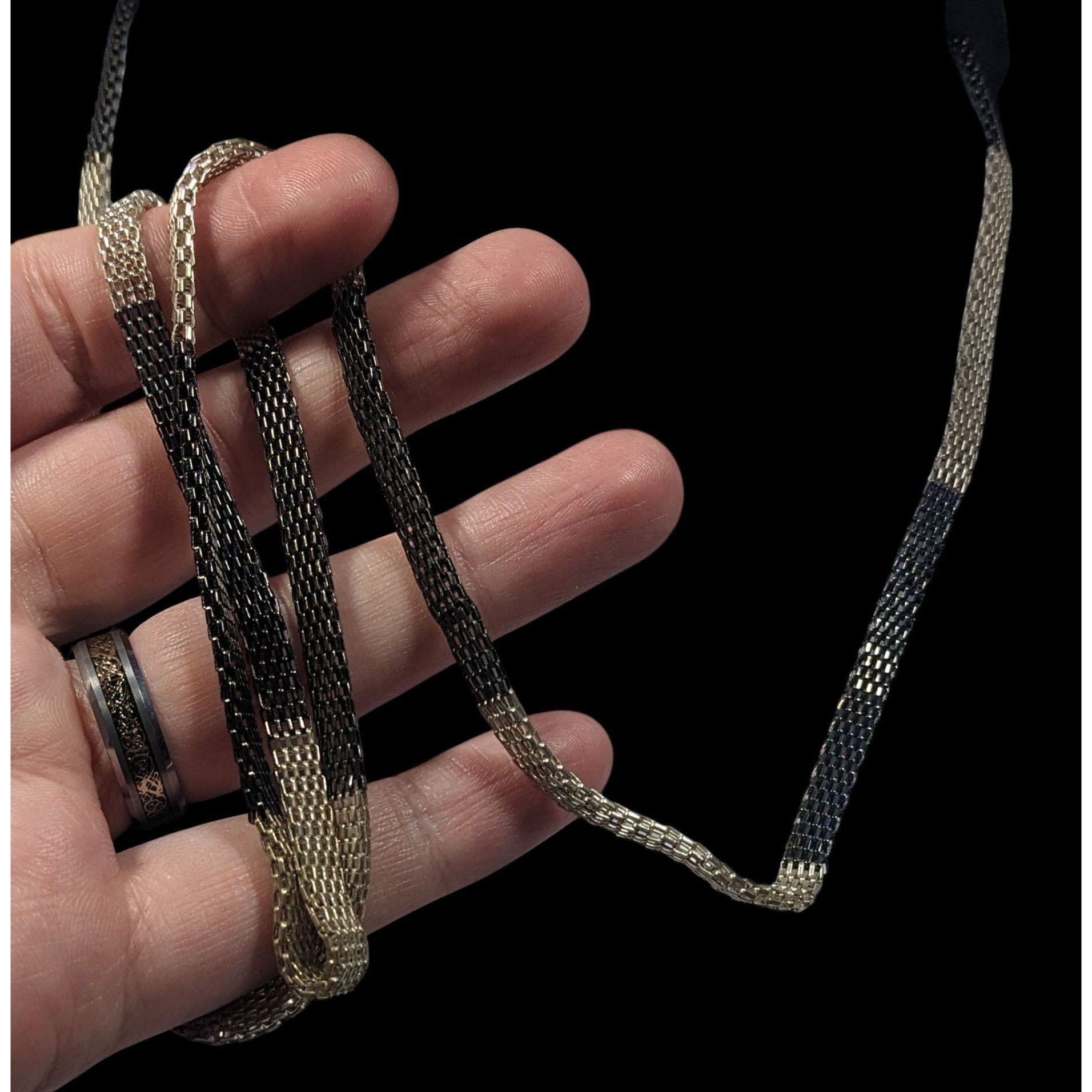 Other Funky Alt Black And Silver Mesh Chain Necklace Size ONE SIZE - 6 Thumbnail