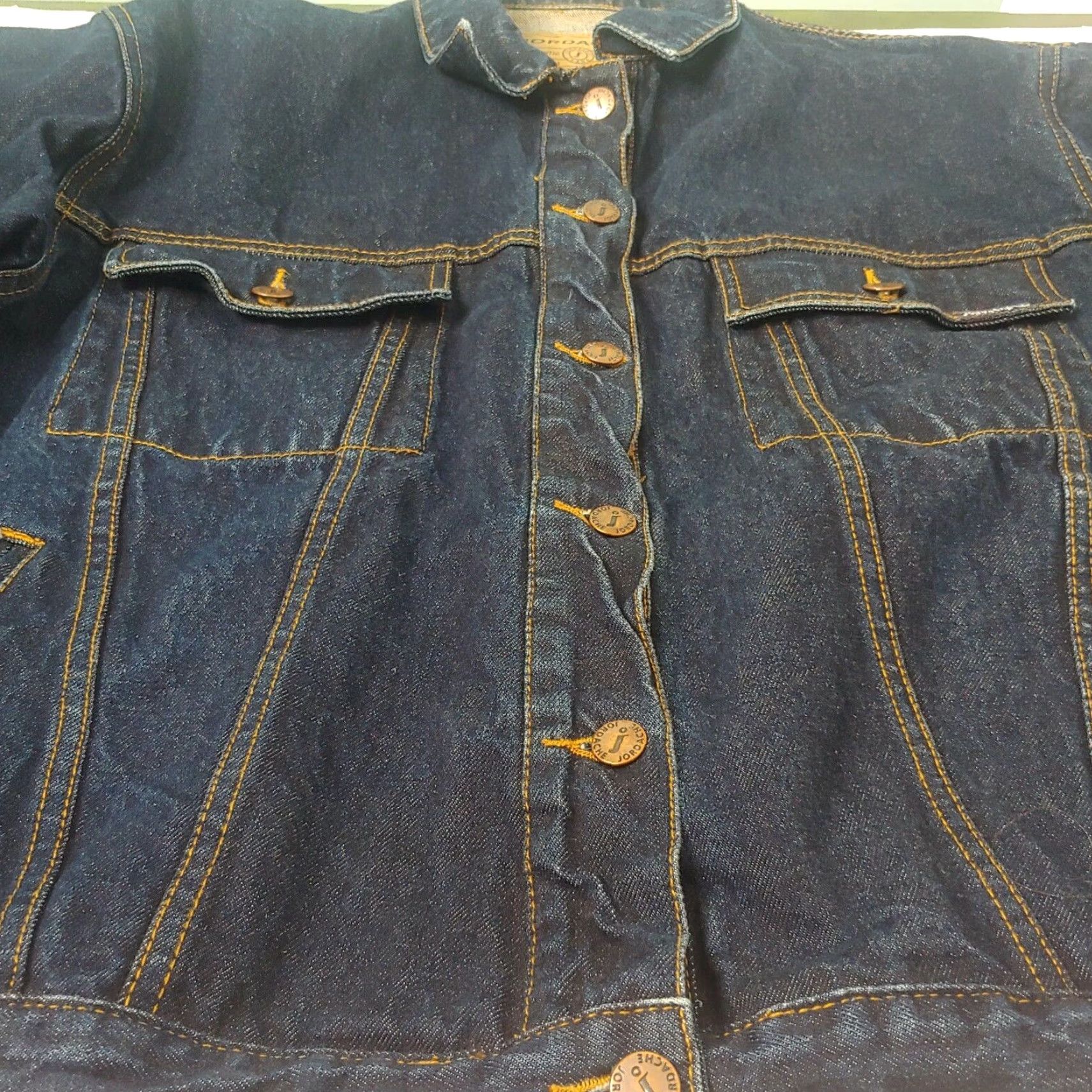 VINTAGE Jordache Jacket Women L Denim Blue Button Up Retro Classic Trucker Jacket Womens
