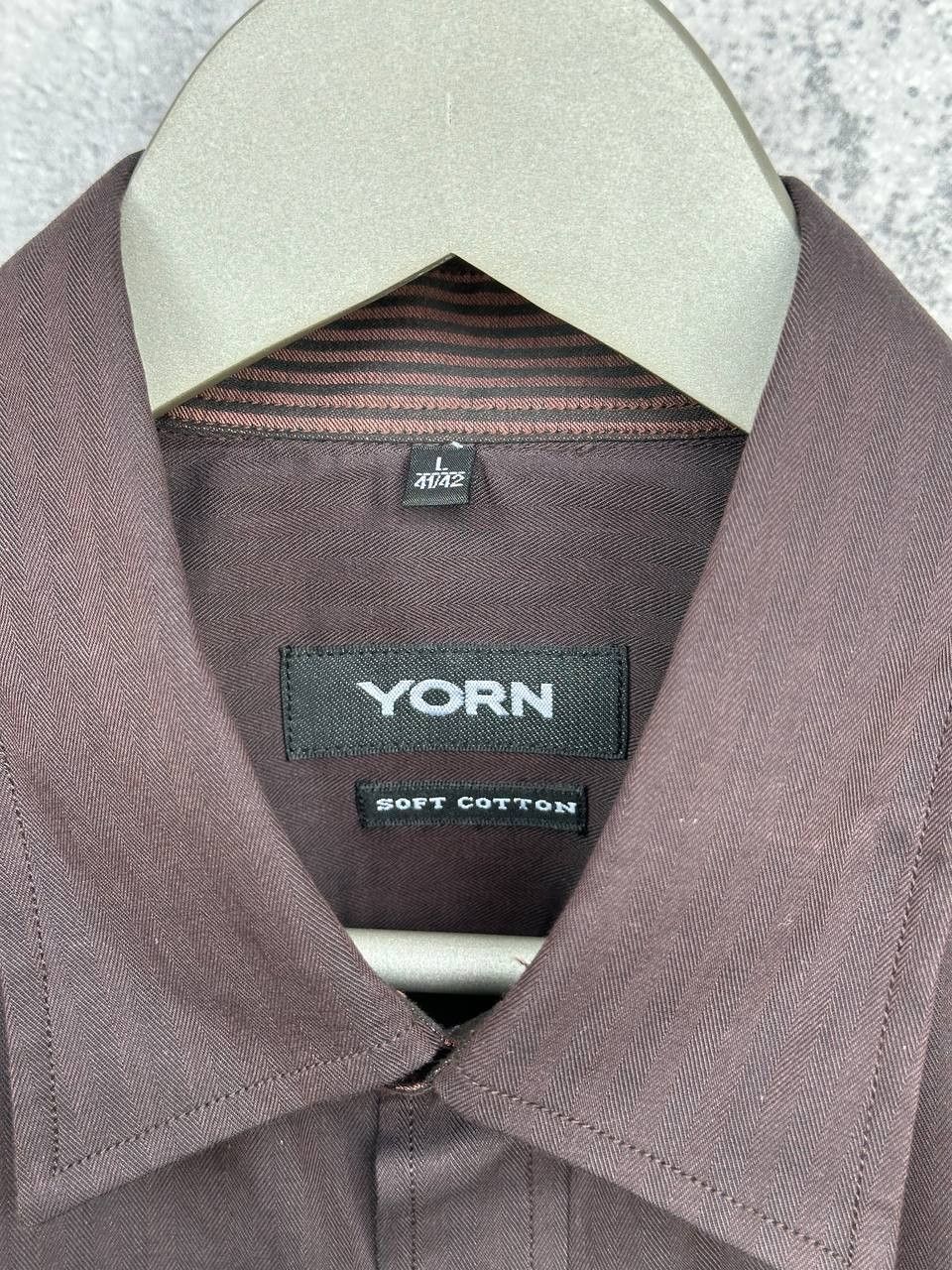Other NWT Yorn Striped Button Up Shirt Brown LS Poplin Soft Cotton Size US L / EU 52-54 / 3 - 12 Thumbnail