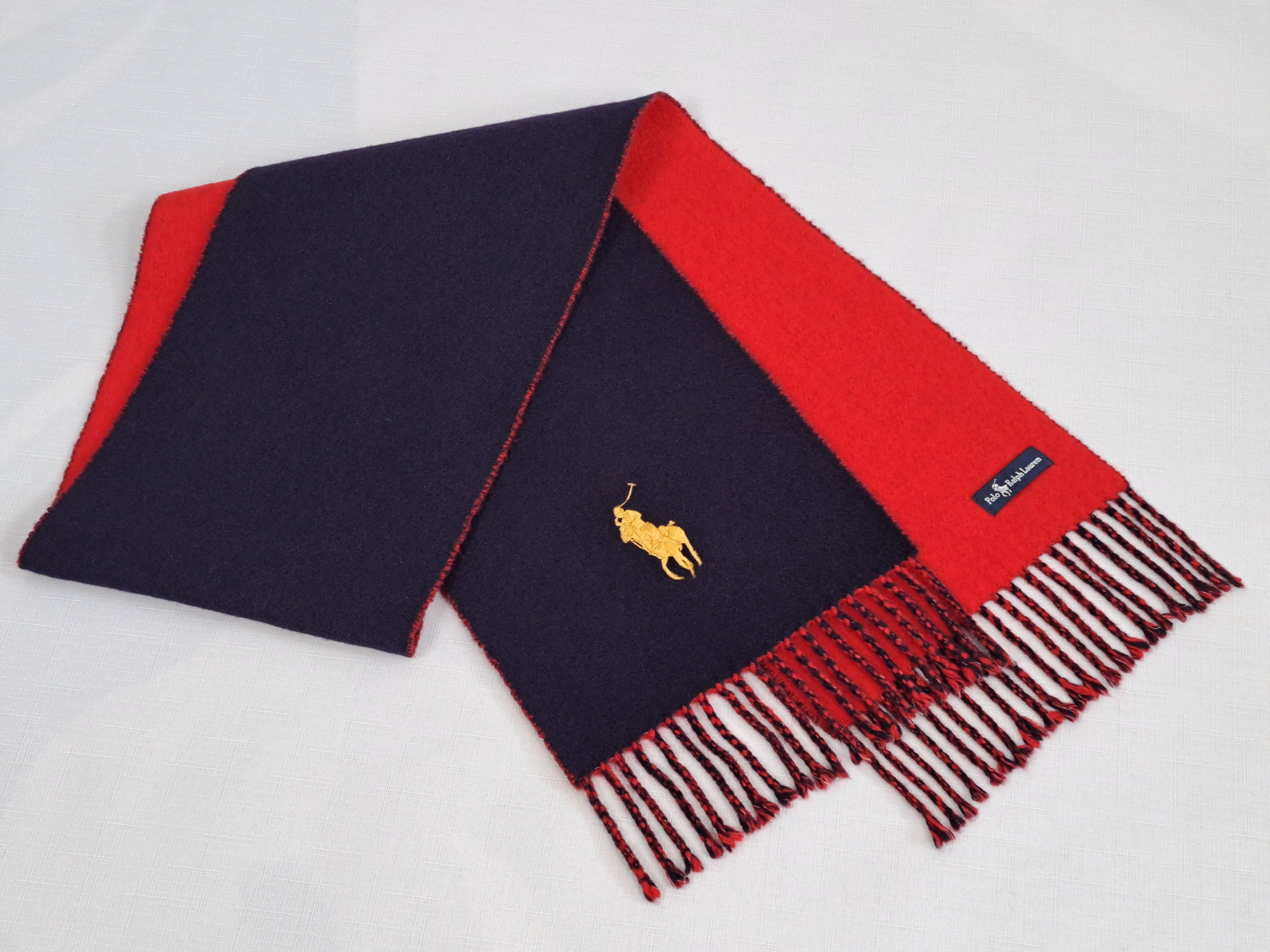 Polo Ralph Lauren Polo Ralph Lauren embroidered big pony logo bicolore scarf. Size ONE SIZE - 3 Thumbnail