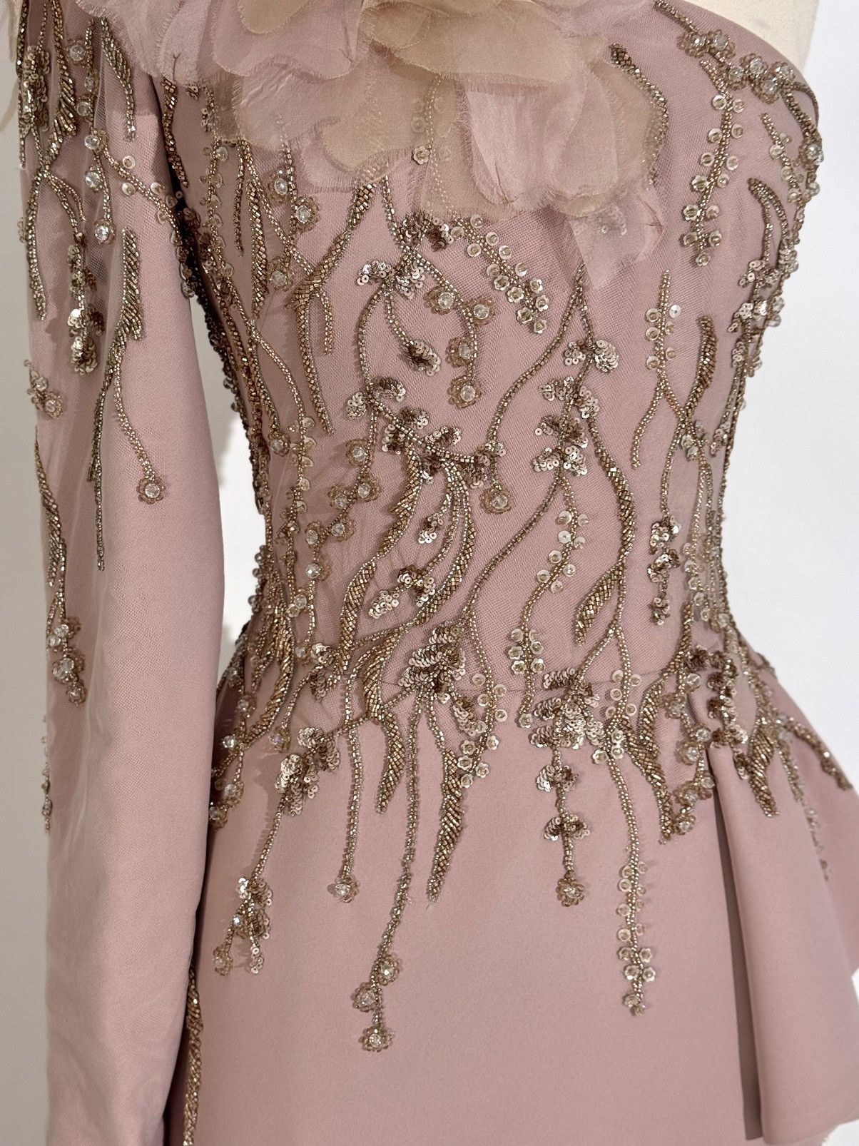 Other Brand New US 6 Tony Ward One Shoulder Gown with Gold Beading Size M / US 6-8 / IT 42-44 - 3 Thumbnail