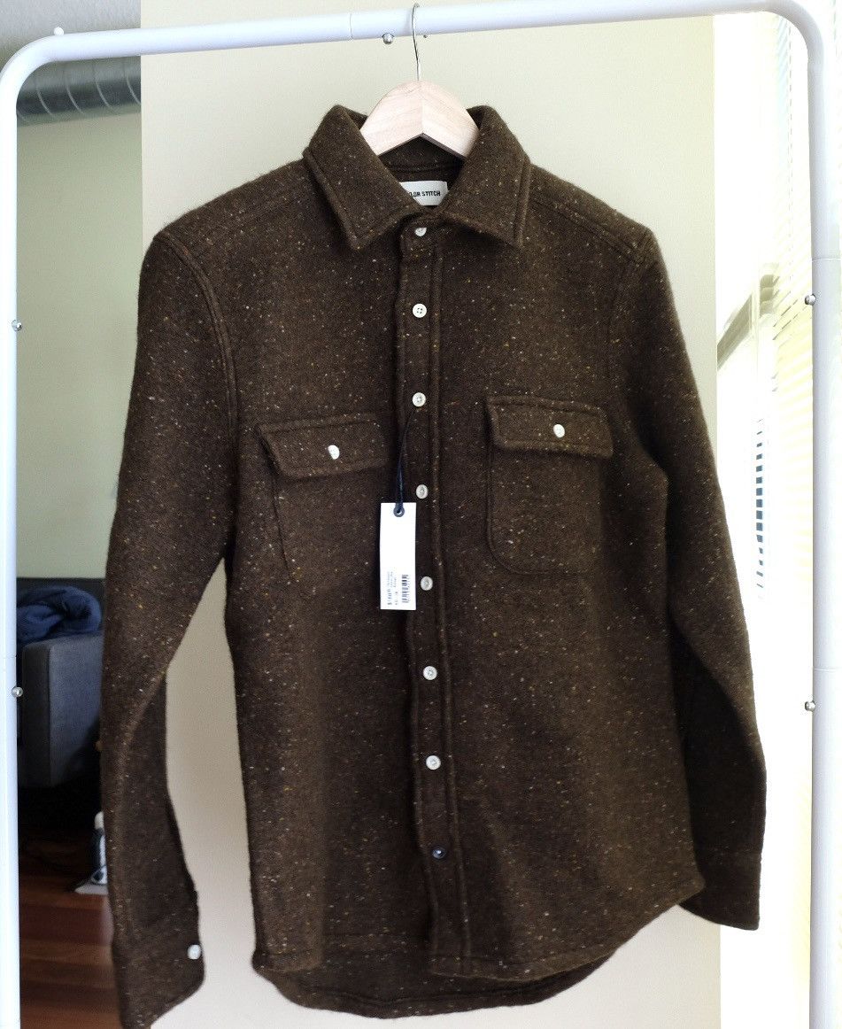 Taylor Stitch Leeward Shirt (wool blend) in Olive Donegal Size US XS / EU 42 / 0 - 1 Thumbnail