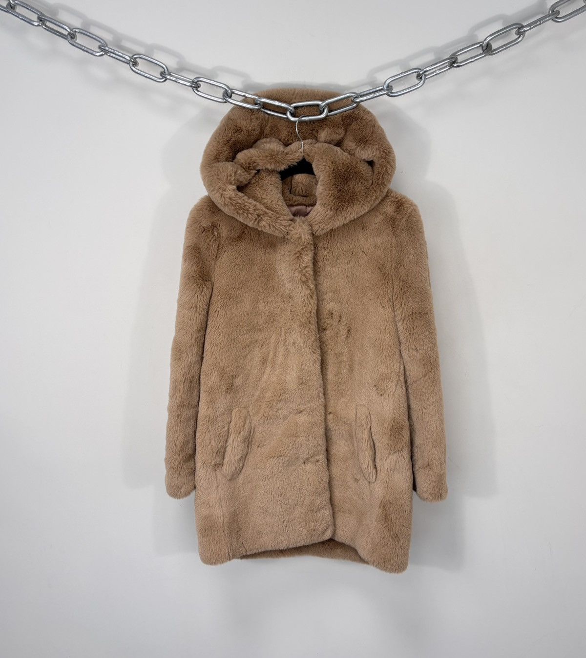 Sandro Sandro Paris NWT Women’s Mirage Long Jacket Faux Fur Hooded Size XS / US 0-2 / IT 36-38 - 1 Thumbnail
