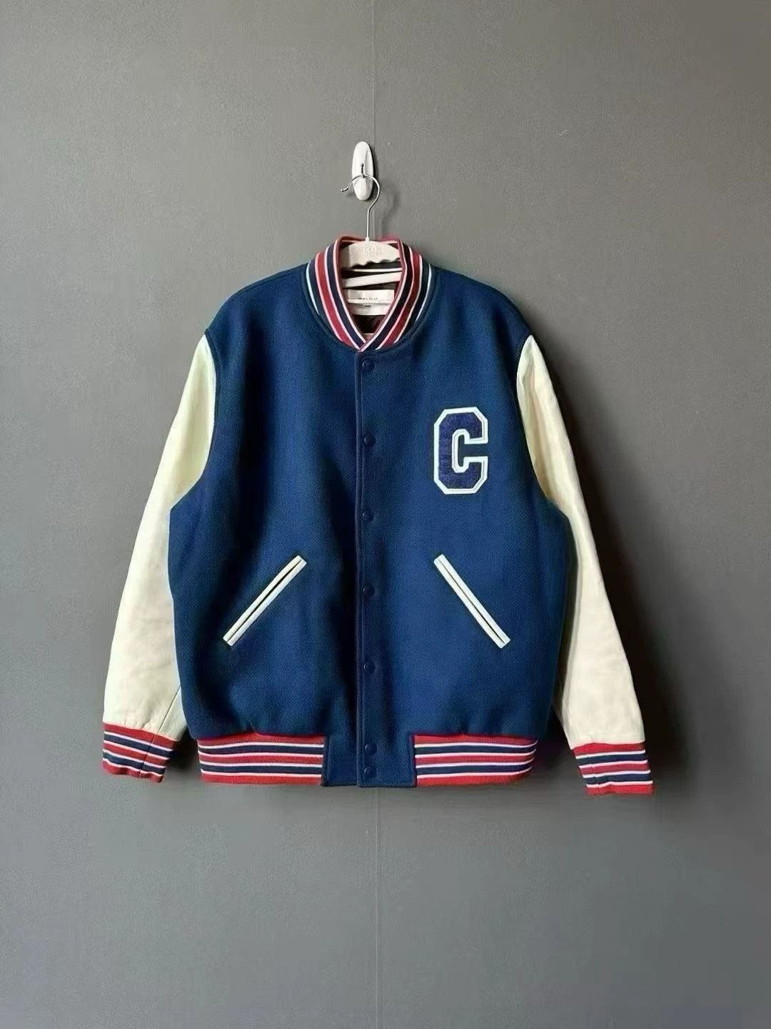 Celine Celine Leather-Sleeve Wool Baseball Jacket Women's 34 New Size XS / US 0-2 / IT 36-38 - 1 Thumbnail