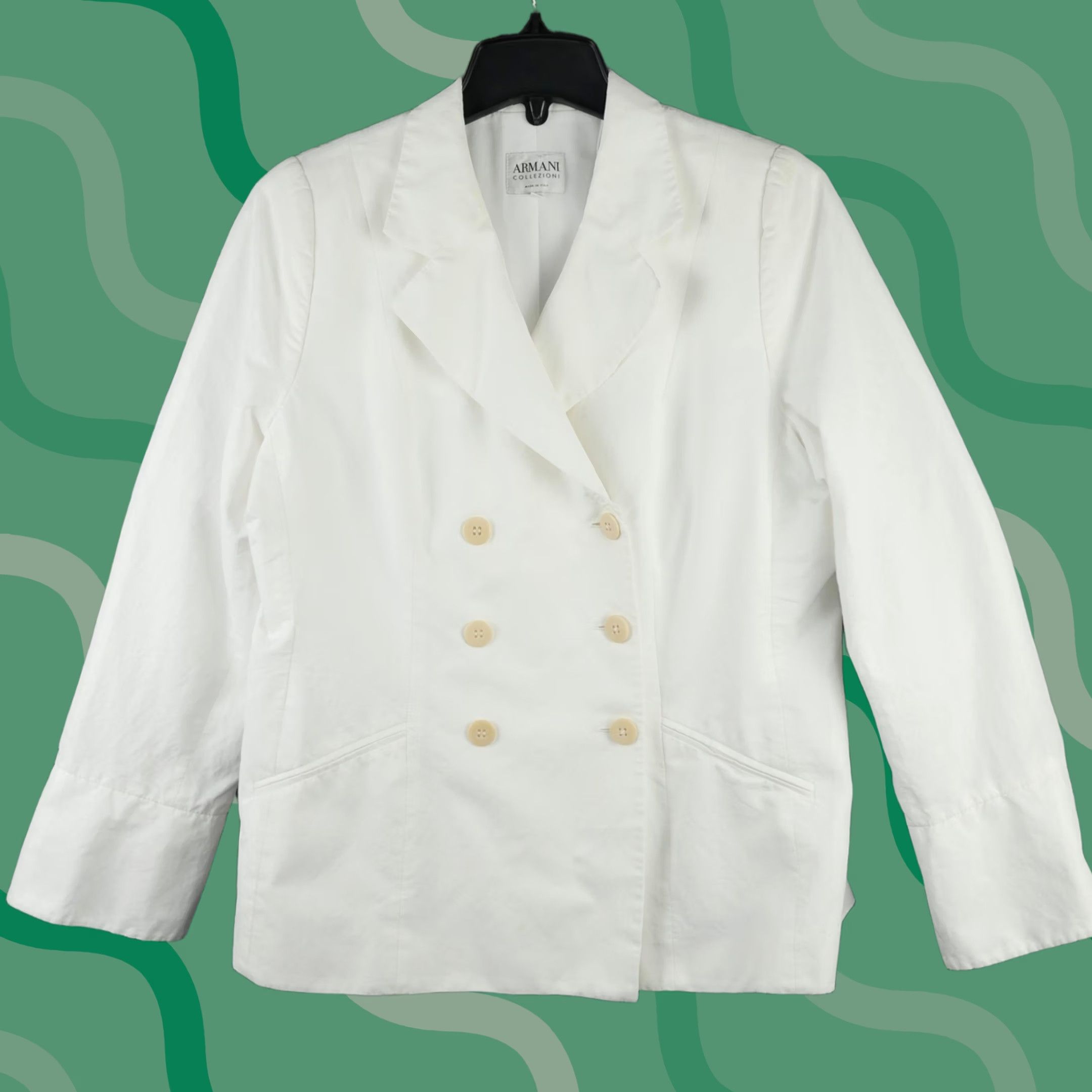 Armani Armani Collezioni Womens Blazer White Double Breasted Suit Jacket Made Italy Size XL / US 12-14 / IT 48-50 - 1 Thumbnail
