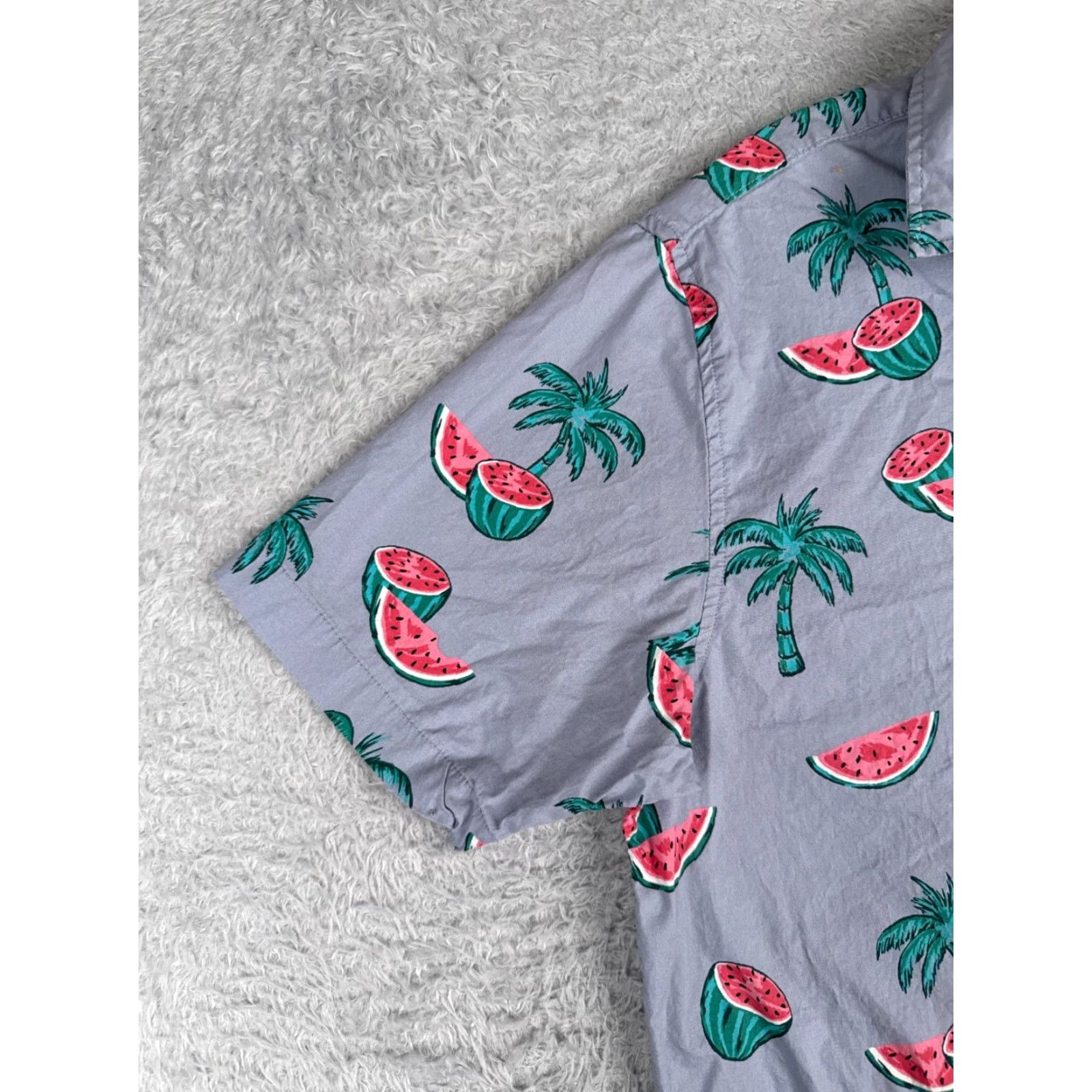 Vintage Matix Shirt Men Medium Blue Watermelon Palm Tree Cotton Blend Hawaiian Button Up Size US M / EU 48-50 / 2 - 3 Thumbnail