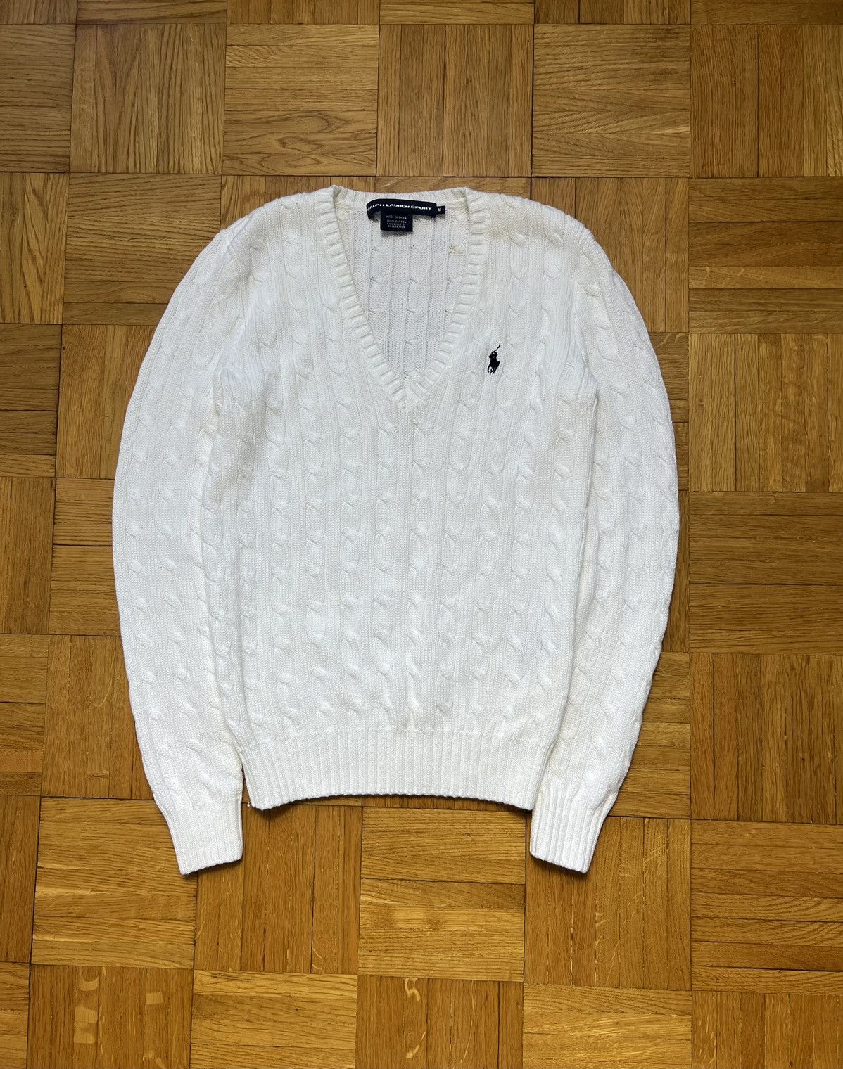 Ralph Lauren × Ralph Lauren Sport Ralph Lauren Braid sweater, white, classic neckline Size M / US 6-8 / IT 42-44 - 1 Thumbnail