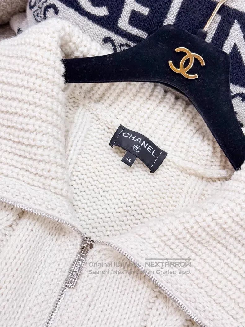 Chanel Chanel Twisted double C pattern lapel knitted zipper jacke Size M / US 6-8 / IT 42-44 - 7 Thumbnail