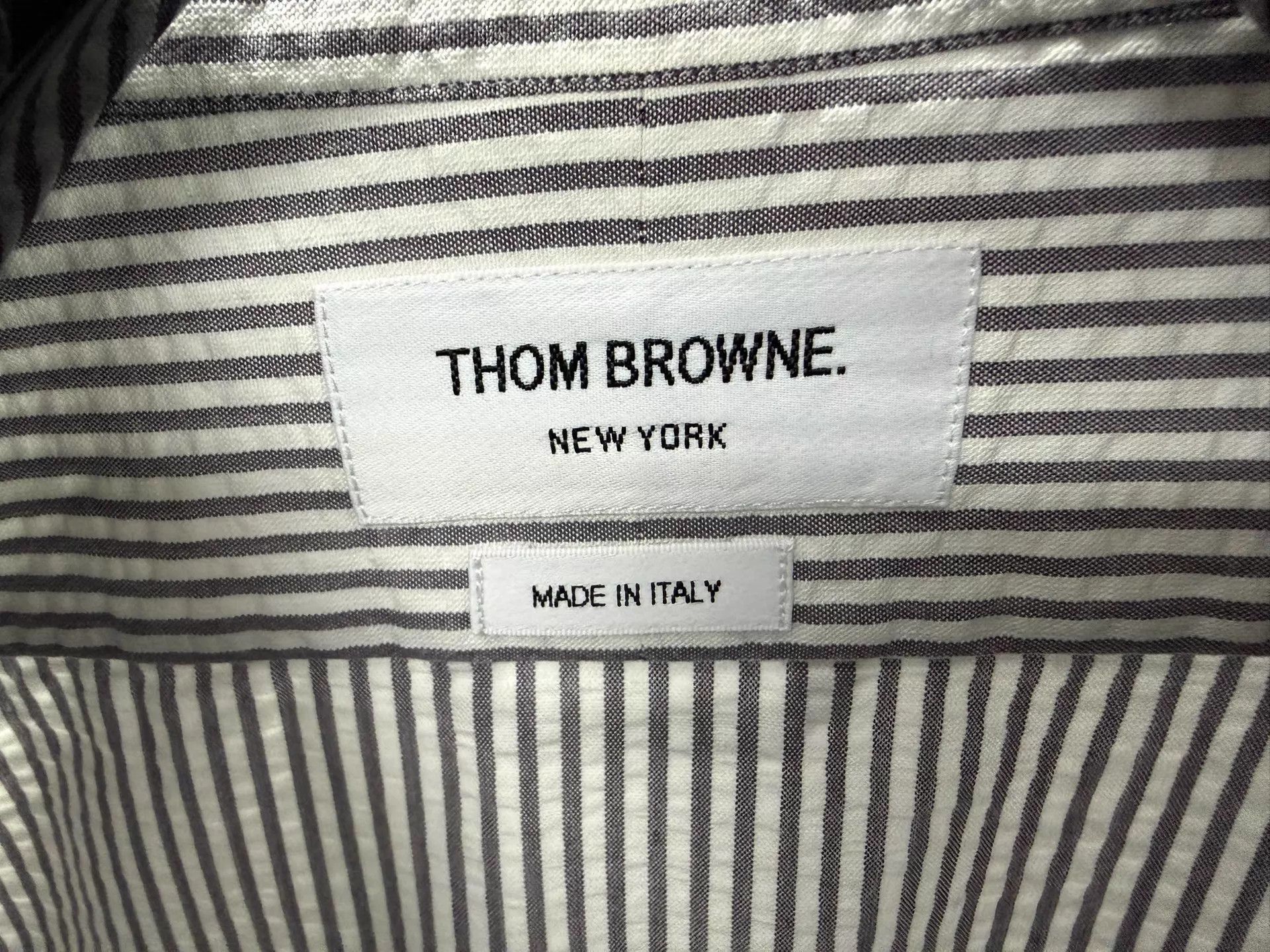 Thom Browne Thom Browne Gray Stripe Double Sleeve Badge Shirt S2 Rare Size US M / EU 48-50 / 2 - 3 Thumbnail