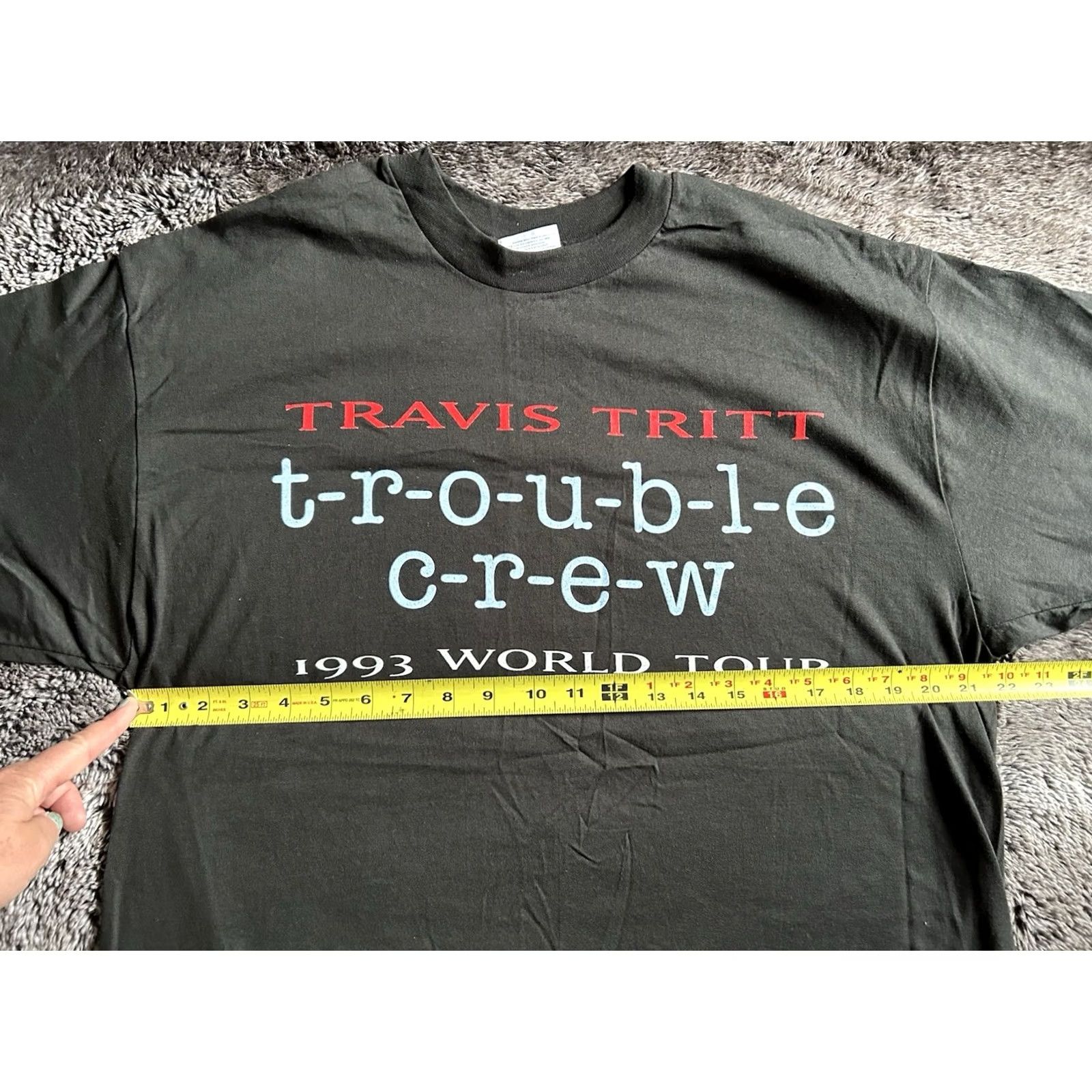 Vintage VINTAGE Travis Tritt Trouble Crew 1993 World Tour T-Shirt Mens XL Black Crew Neck Single Stitch Size US XL / EU 56 / 4 - 8 Thumbnail