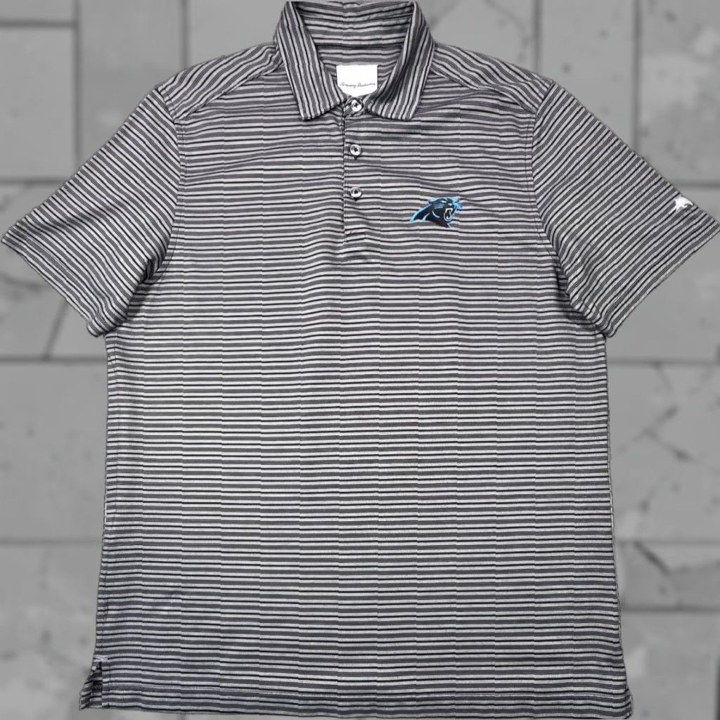 Tommy Bahama Tommy Bahama Polo Carolina Panthers Shirt Men L Gray Stripe Short Sleeve Stretch Size US L / EU 52-54 / 3 - 1 Thumbnail