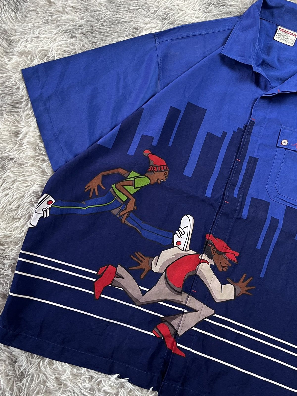 Fubu Rare FUBU Platinum Fat Albert Button Up Royal Blue Shirt Size US XXL / EU 58 / 5 - 1 Thumbnail