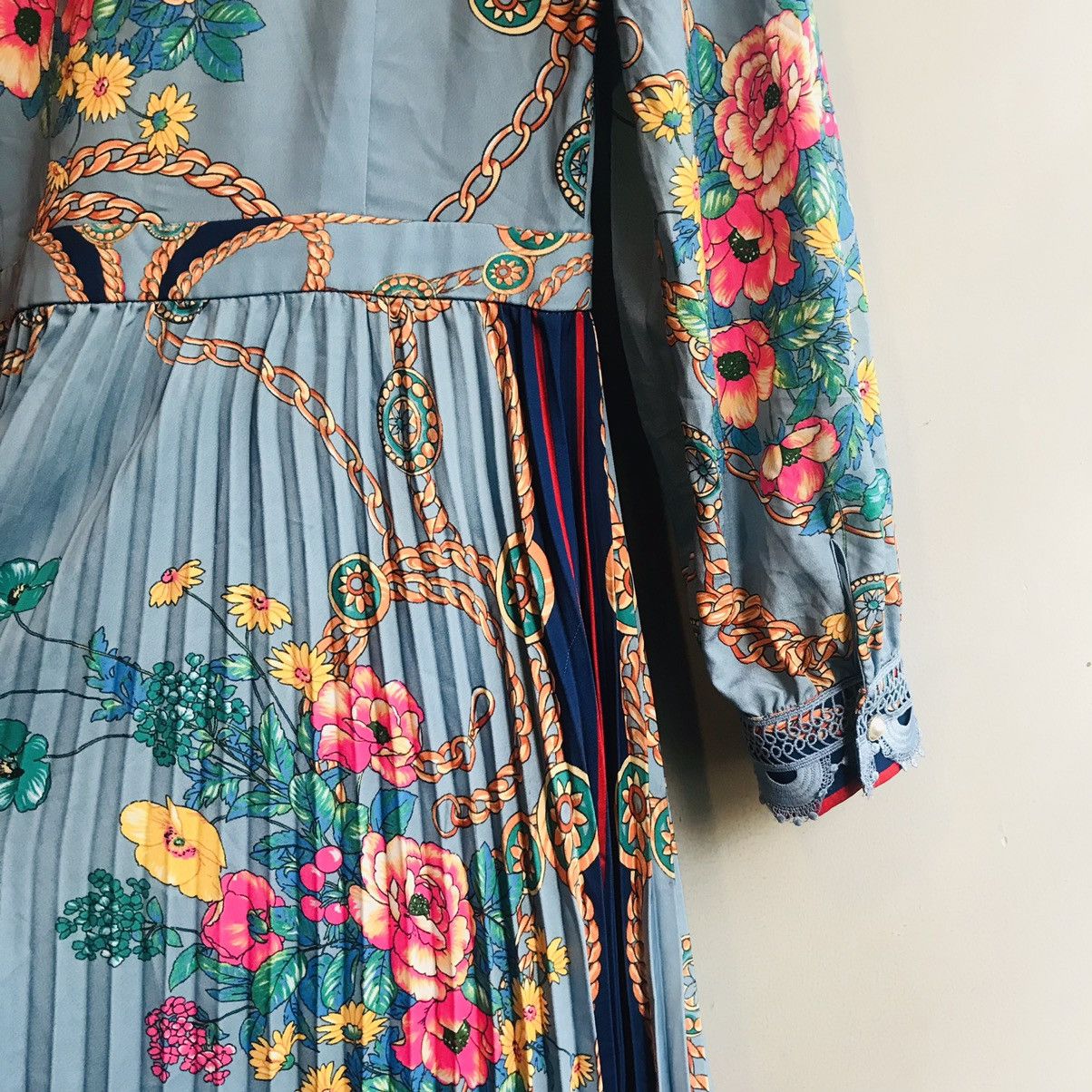 Vintage Vintage Floral Pleated Maxi Dress Size L / US 10 / IT 46 - 11 Thumbnail