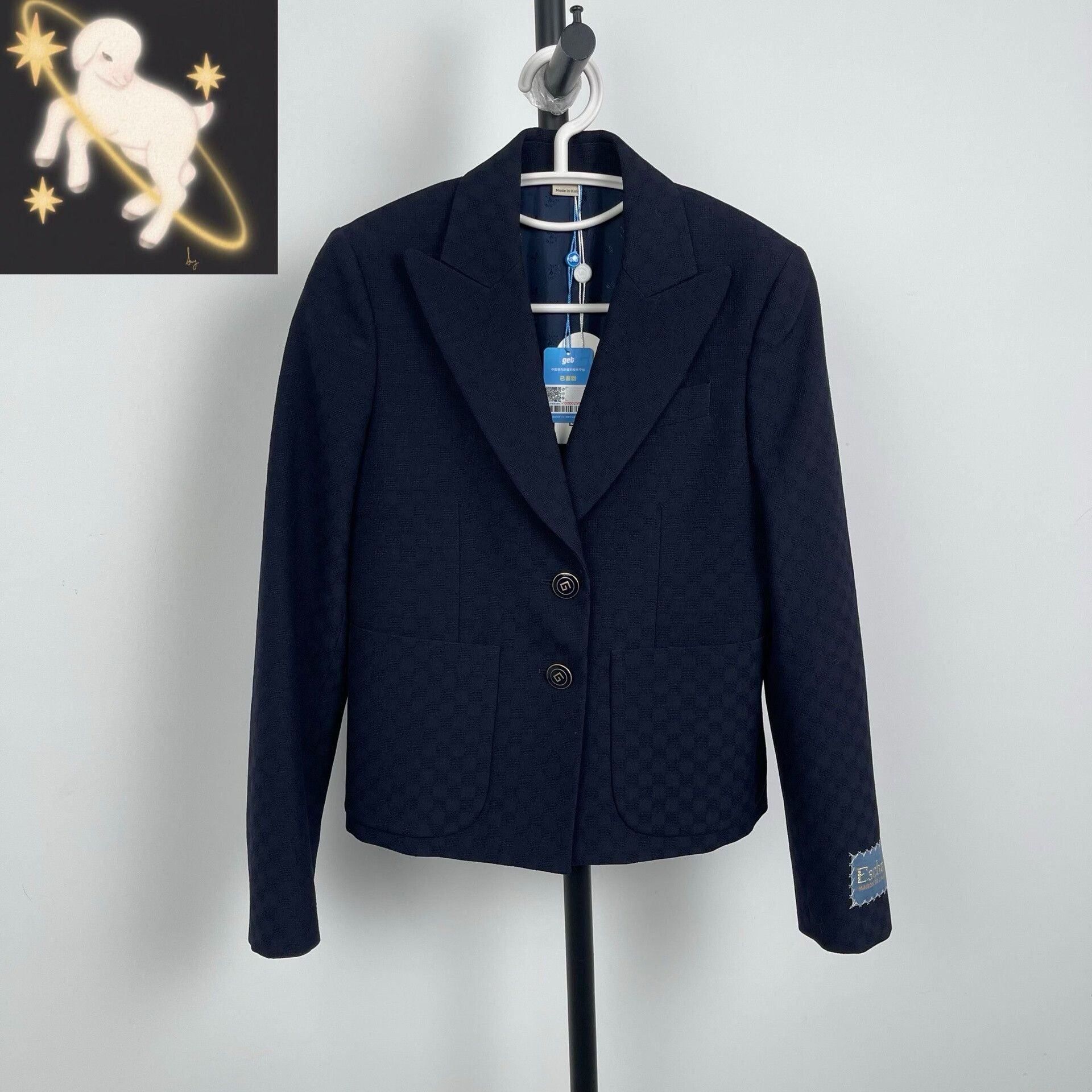 Gucci Gucci Women's Dark Blue Patterned Blazer 36 Size XS / US 0-2 / IT 36-38 - 1 Thumbnail