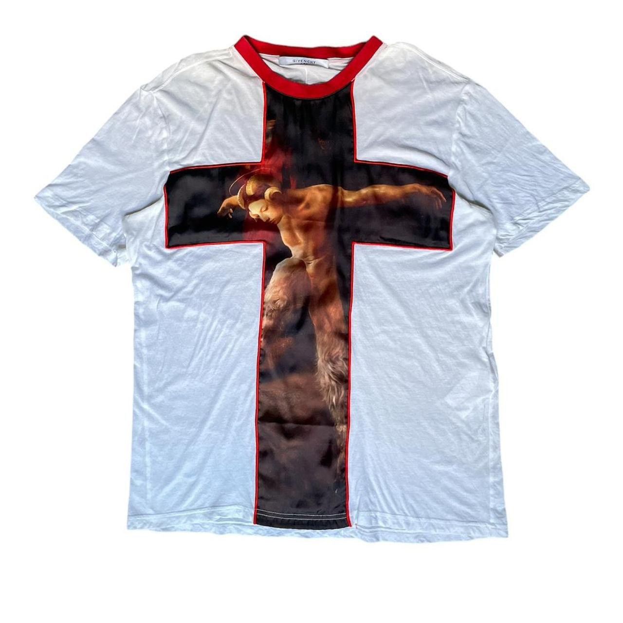 image of Givenchy Cross Tee in White/Red, Men's (Size Small)