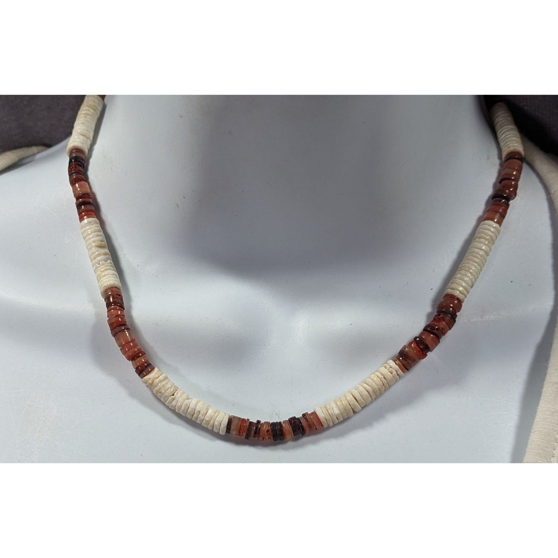 Other Retro Beachy White And Red/Brown Stretchy Heishi Necklace Size ONE SIZE - 4 Thumbnail