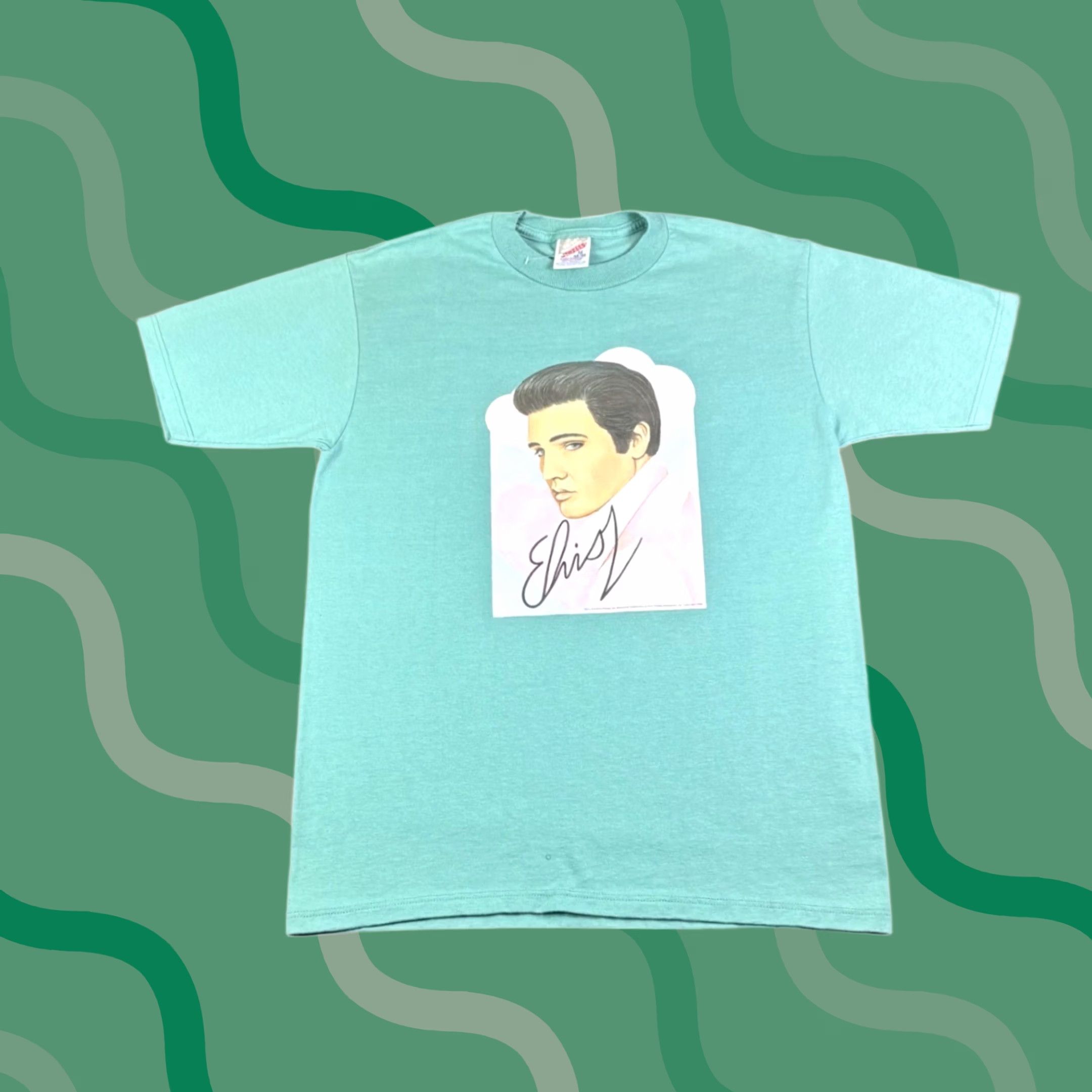 Jerzees VINTAGE Elvis Presley T Shirt Jerzees Teal Green Graphic Tee Mens Medium Size US M / EU 48-50 / 2 - 1 Thumbnail