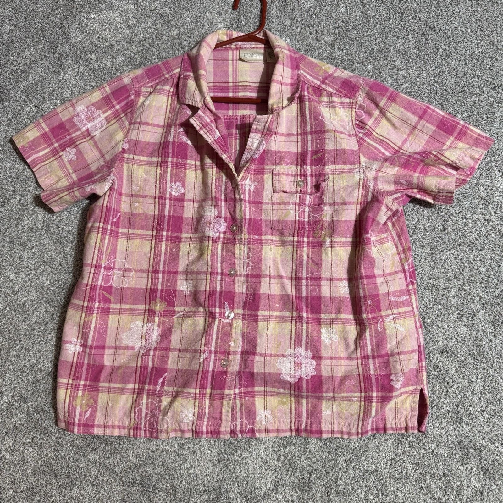 Other Vintage Y2K Top Womens Large Plaid Floral Boho Cottagecore Size L / US 10 / IT 46 - 1 Thumbnail