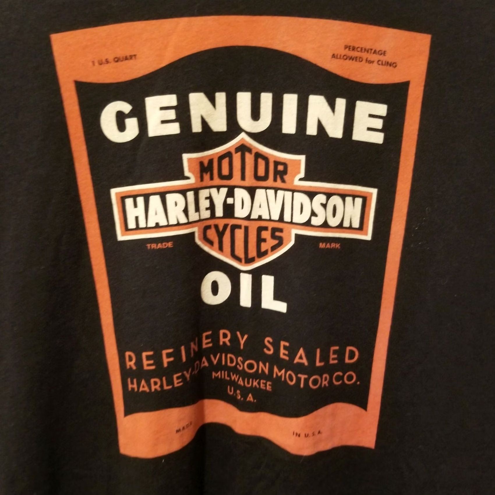Harley Davidson Harley-Davidson Men's Short Sleeve T-Shirt Black Cotton Large Oil Can Graphic Vintage Logo Shirt Size US L / EU 52-54 / 3 - 5 Thumbnail