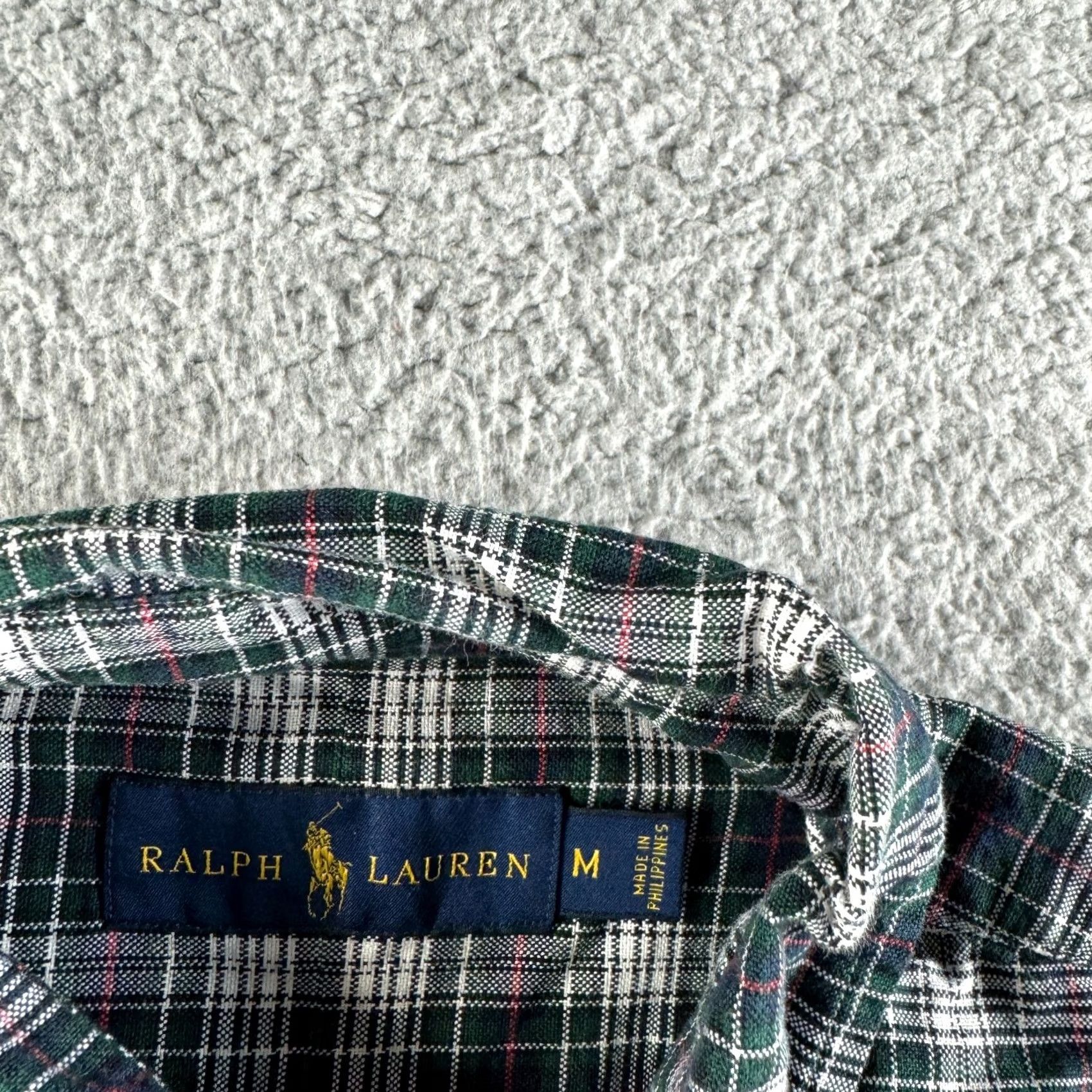 Ralph Lauren VINTAGE Ralph Lauren Shirt Mens M Green White Tartan Plaid Button-Up Midweight Size US M / EU 48-50 / 2 - 4 Thumbnail