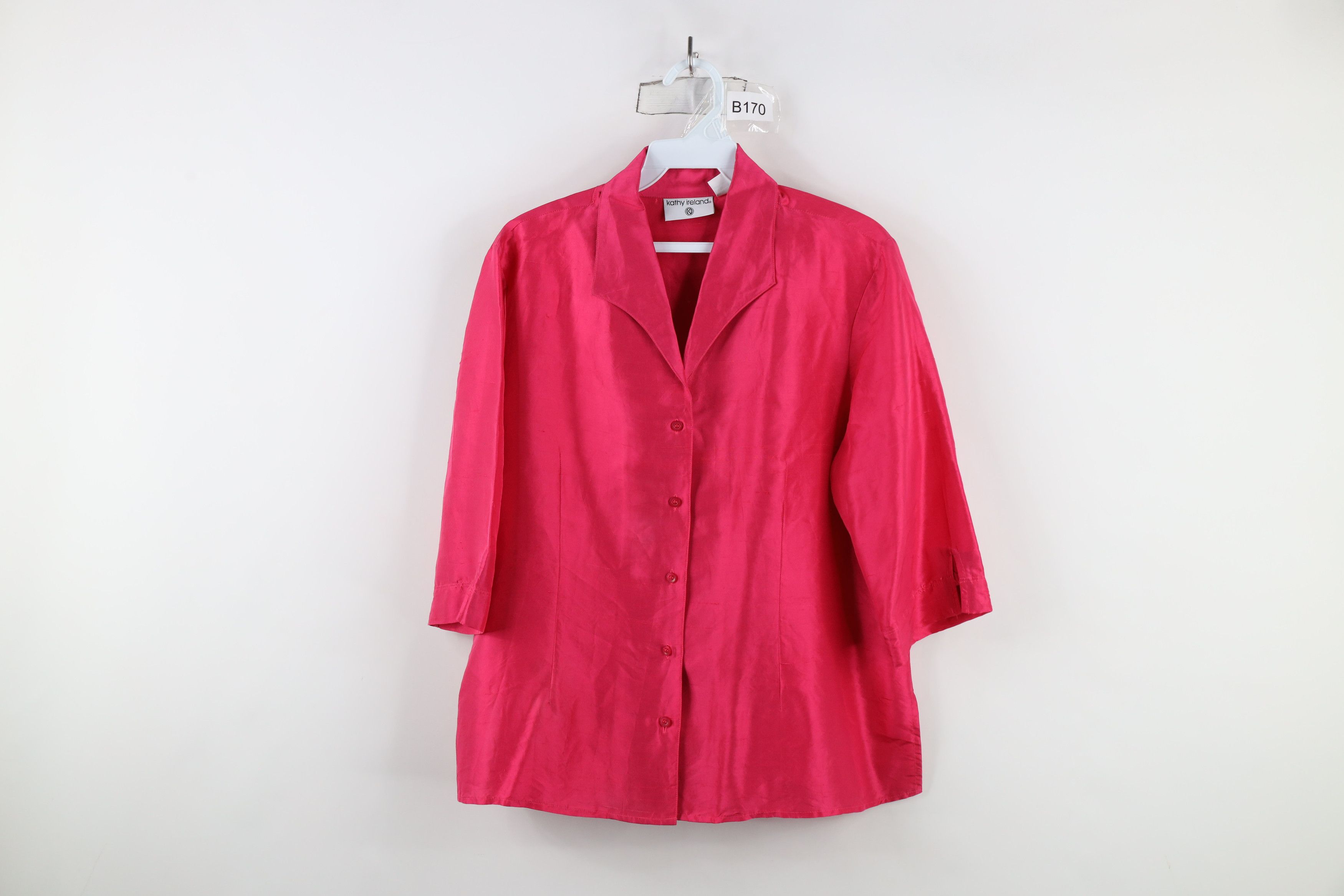 Vintage Vintage 90s Streetwear Silk Collared Button Shirt Pink Size XL / US 12-14 / IT 48-50 - 1 Thumbnail