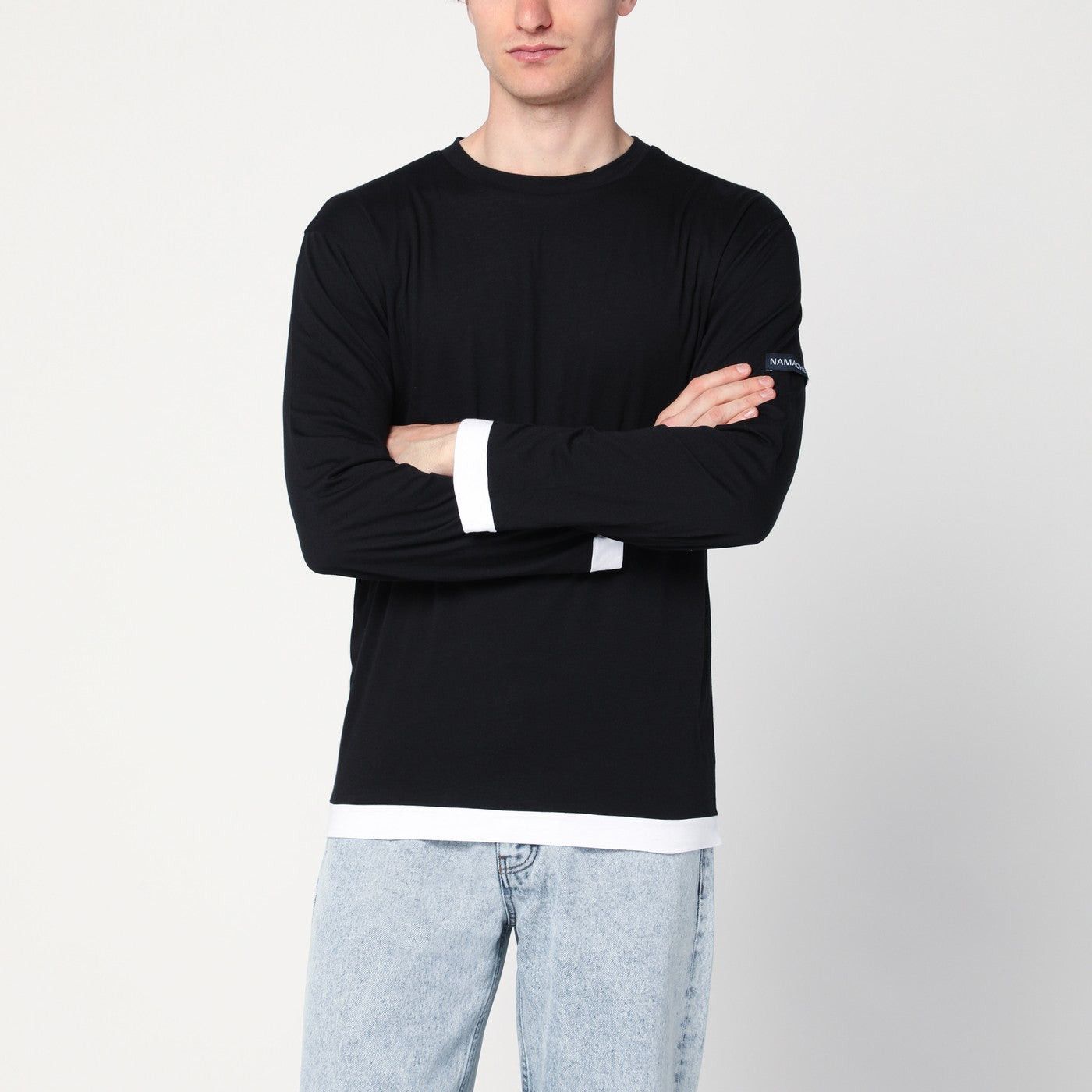 Namacheko Namacheko Black/White Cotton Knit Shirt Size US L / EU 52-54 / 3 - 1 Thumbnail