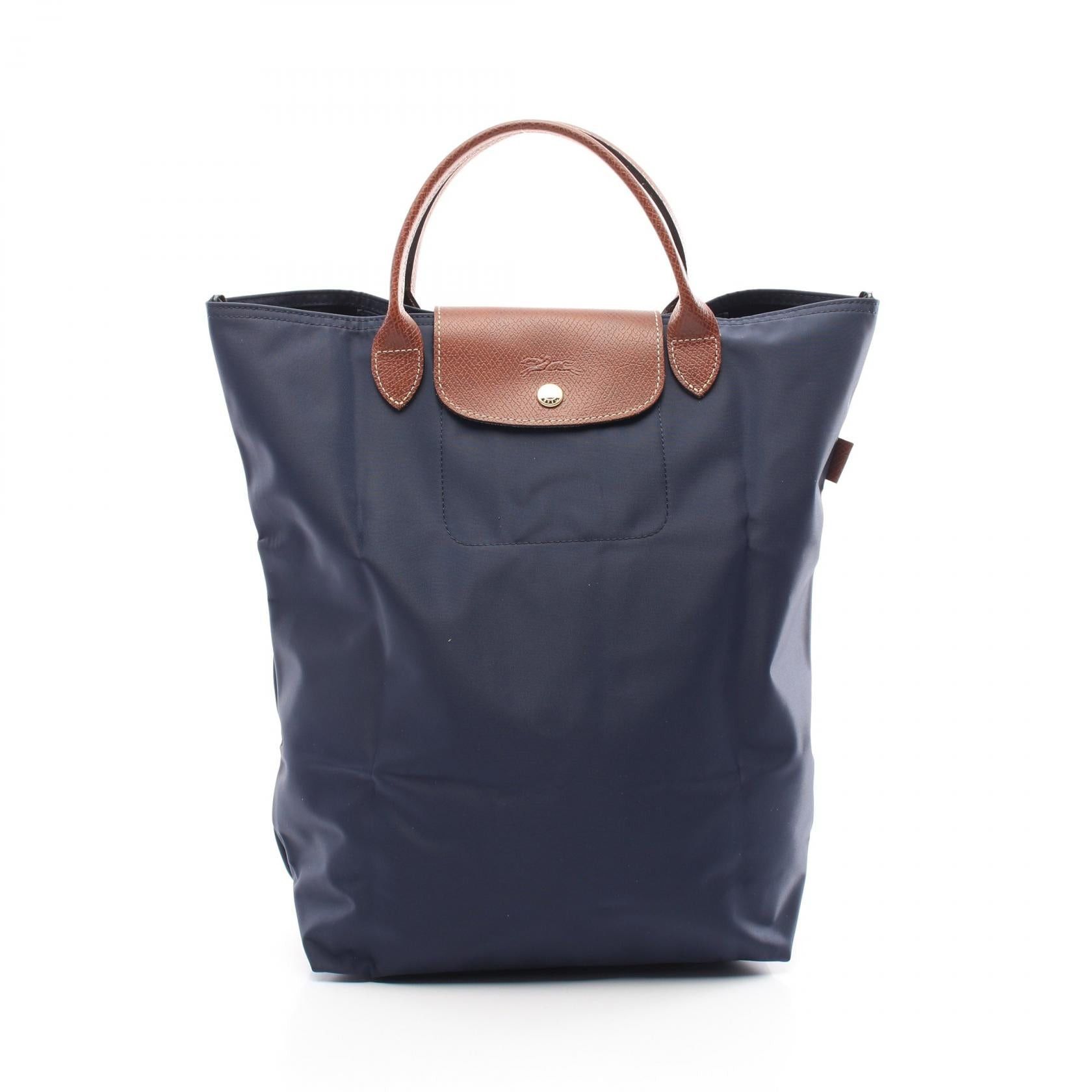 Longchamp Longchamp Le Preage Original M Shopping Bag Handbag Tote Fabric Leather Navy Size ONE SIZE - 1 Thumbnail