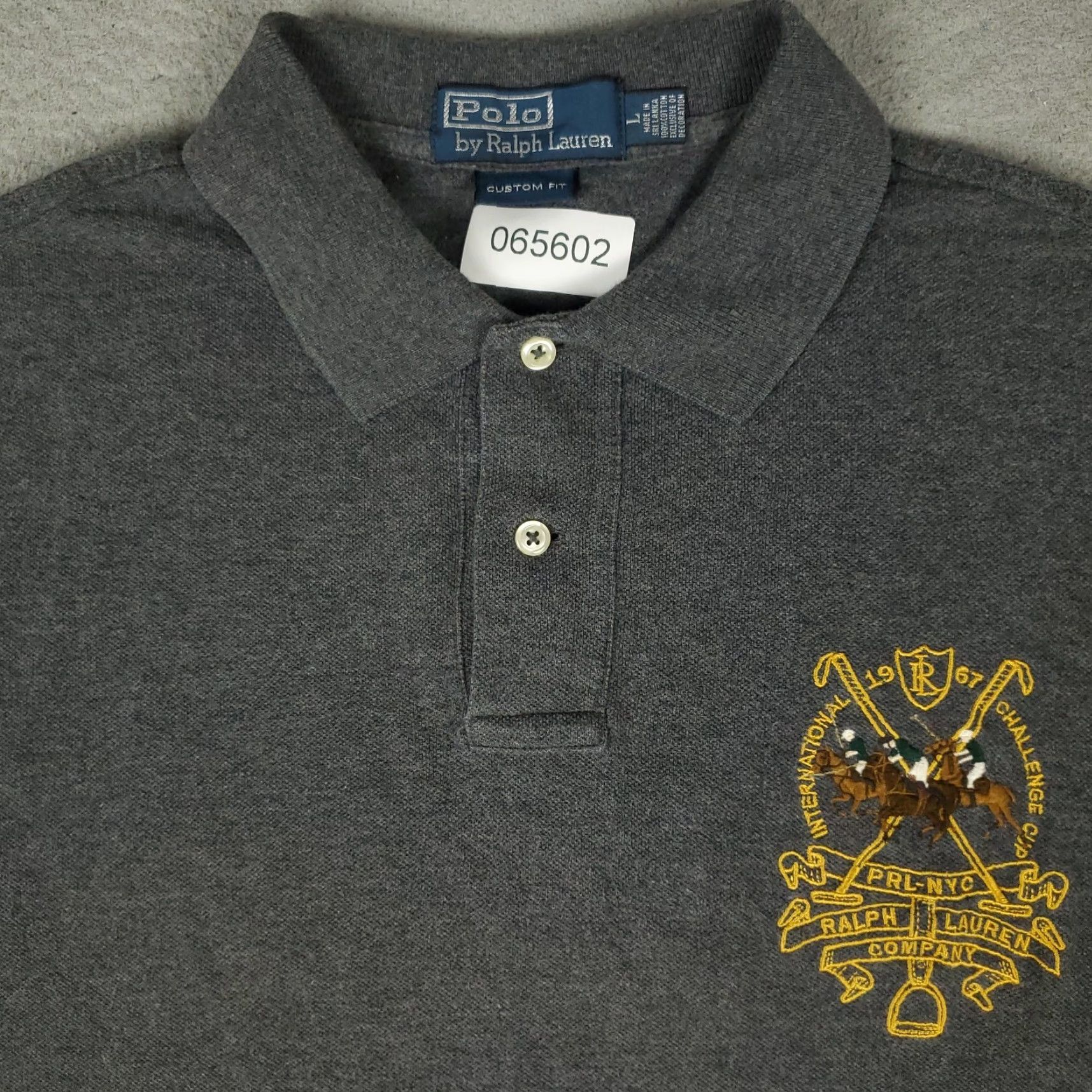 Ralph Lauren Ralph Lauren Polo Shirt Mens Large Gray Crest Big 3 Pony Casual Short Sleeve Shirt Size US L / EU 52-54 / 3 - 2 Thumbnail