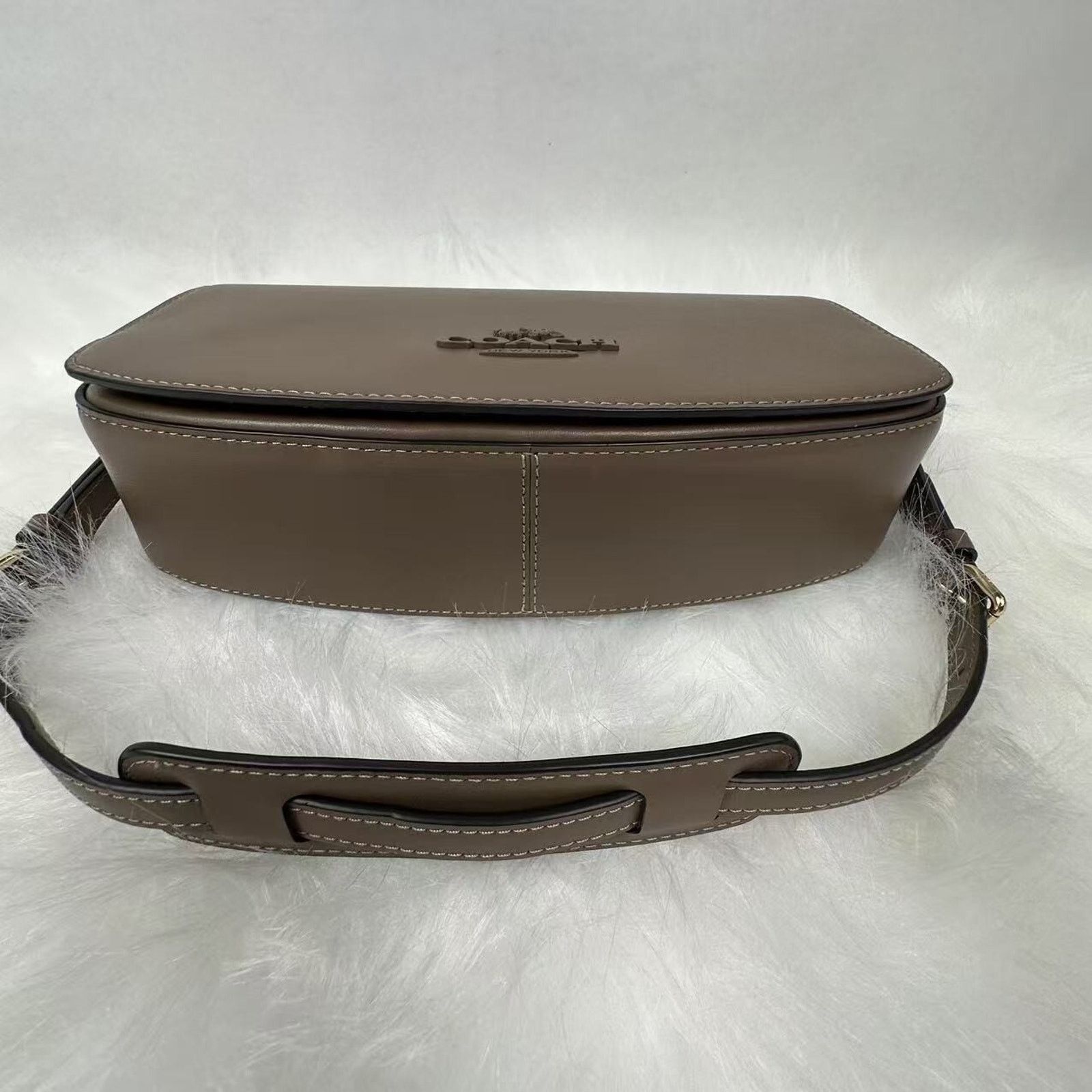 Coach COACH Andrea Shoulder Bag Smooth Leather/Gold/Dark Stone NWT Size ONE SIZE - 8 Thumbnail