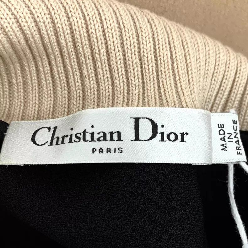 Dior Dior Light brown long-sleeved A-neck stitching dress Size XS / US 0-2 / IT 36-38 - 5 Thumbnail