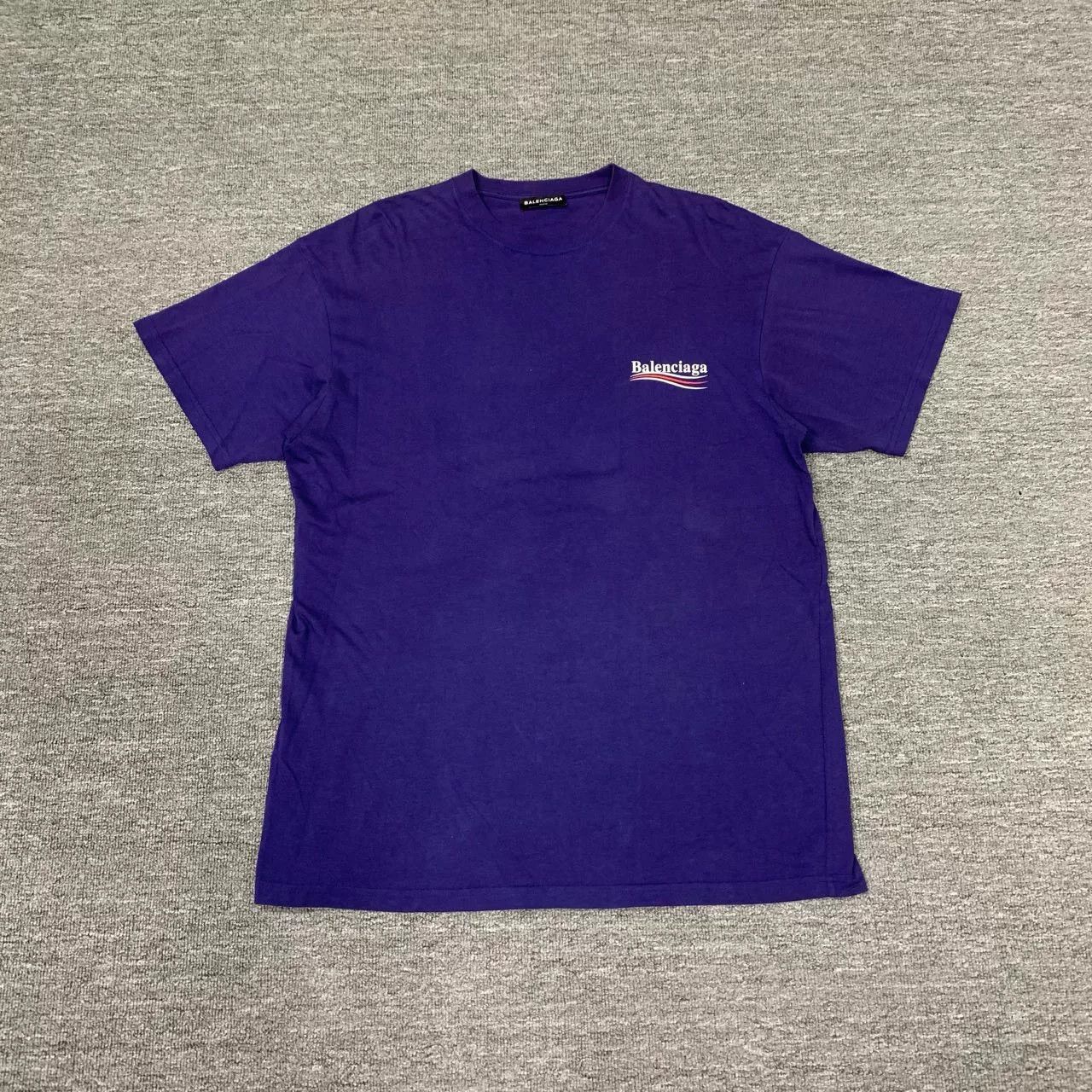 Balenciaga Balenciaga Purple Logo Short Sleeve Tee Size US S / EU 44-46 / 1 - 1 Thumbnail