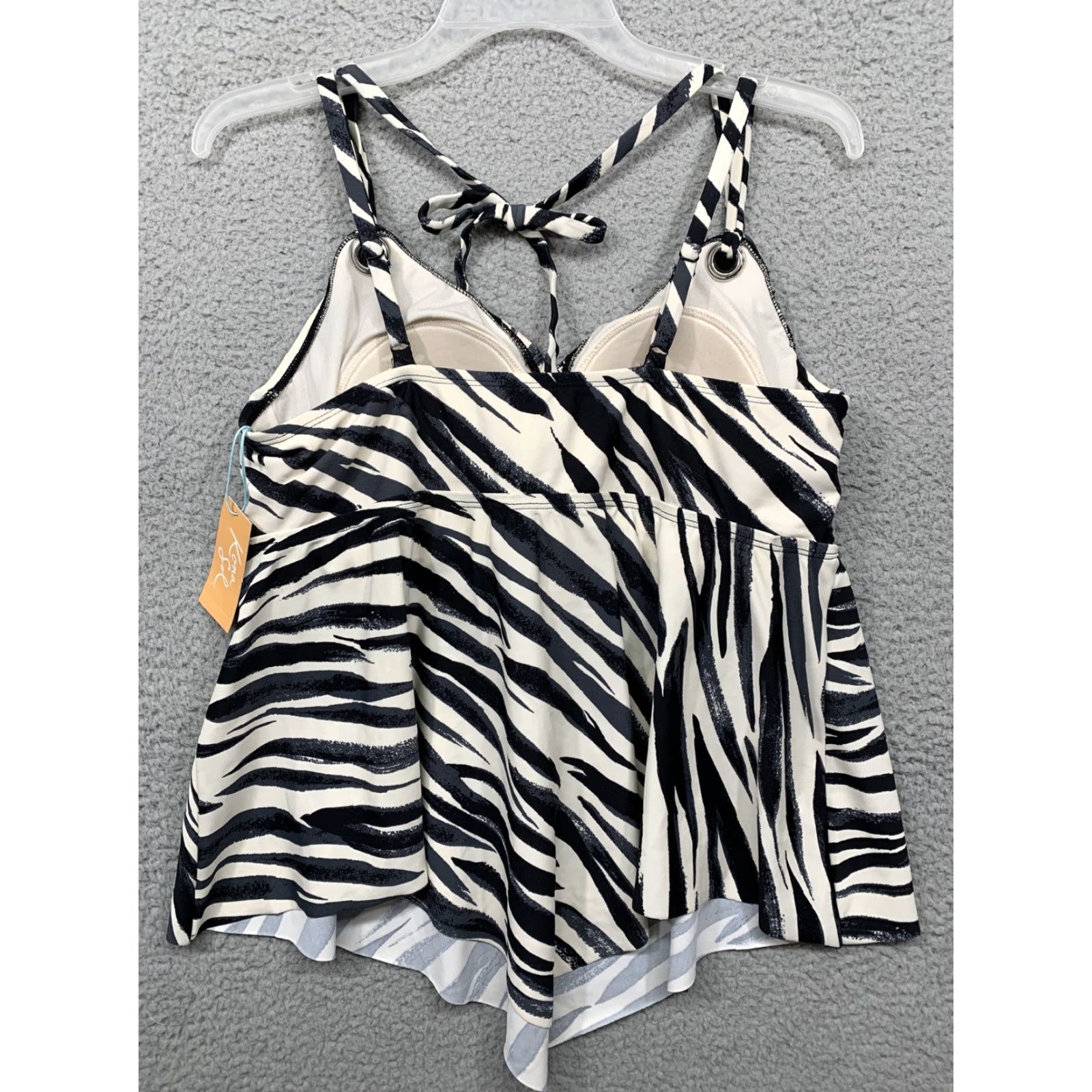 Vintage Kona Sol Swimsuit Zebra Print Top Solid Black Bottoms XL 16W Women Two Piece Sz 16W XL Black Zebra Womens Size XXL / US 16-18 / IT 52-54 - 5 Thumbnail