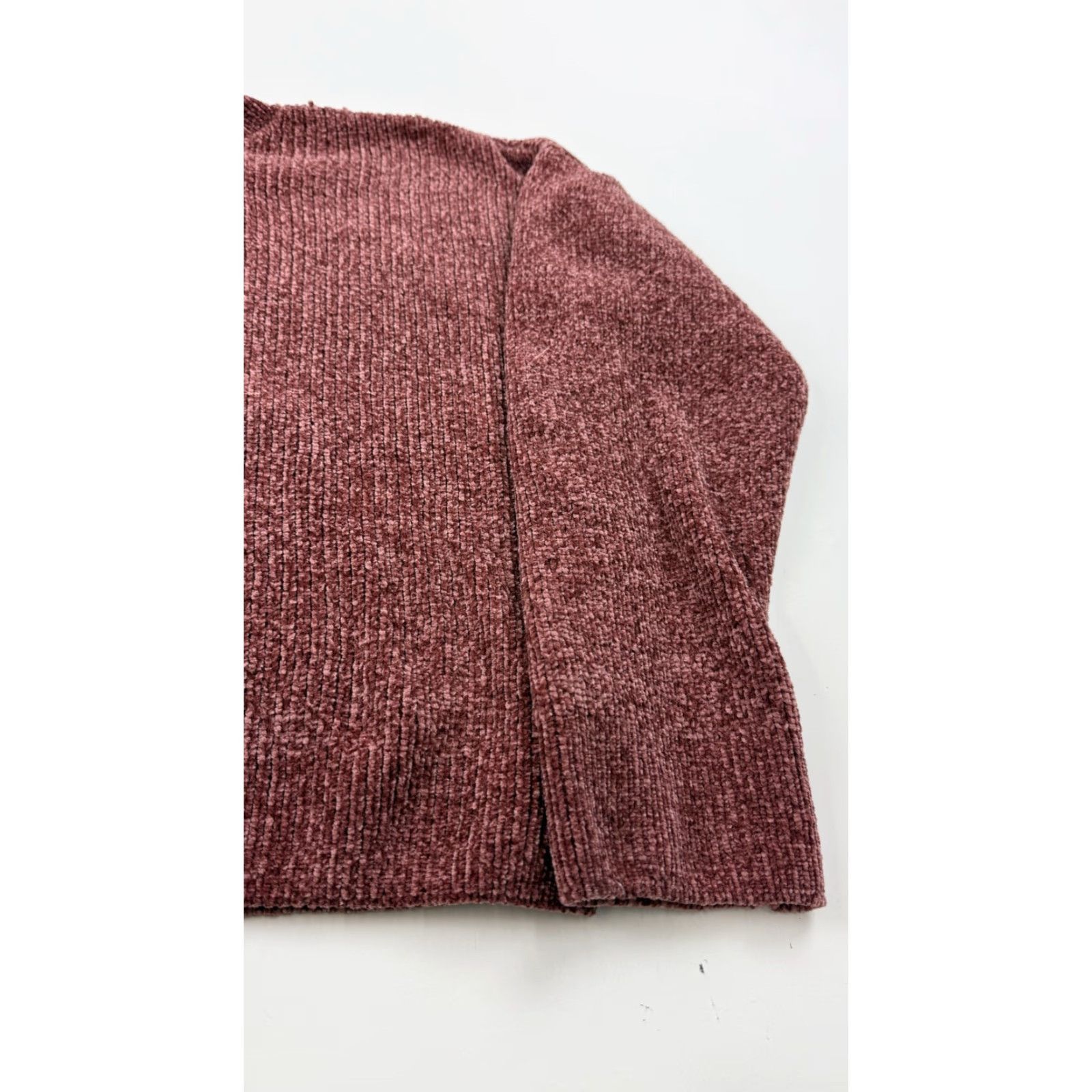 Lulus Lulus Sweater Ladies Large Mauve Chenille Ribbed Crewneck Pullover Side Slit Knit Polyester Crew Neck Long Sleeve Women’s Pullover Size L / US 10 / IT 46 - 2 Thumbnail