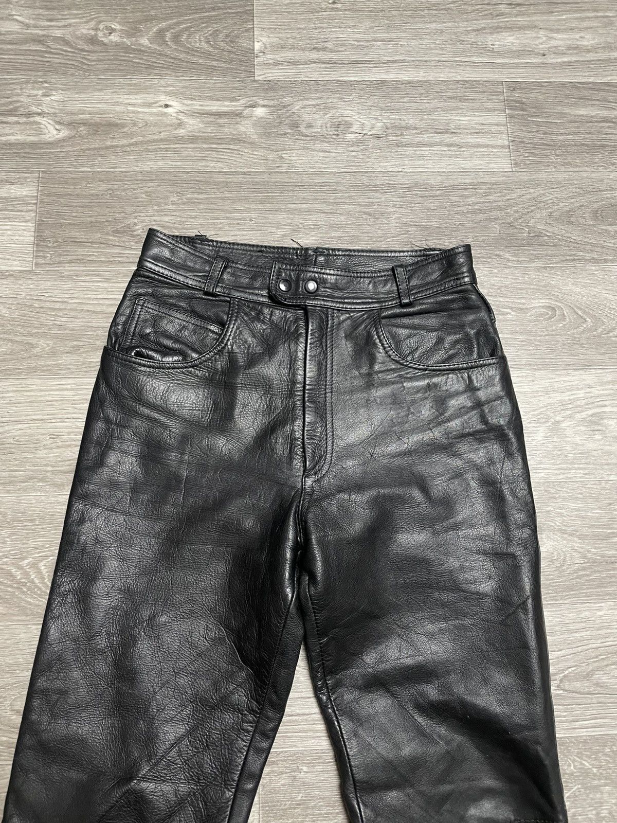Genuine Leather Vintage Moto Real Leather Black Pants Size US 29 - 2 Thumbnail