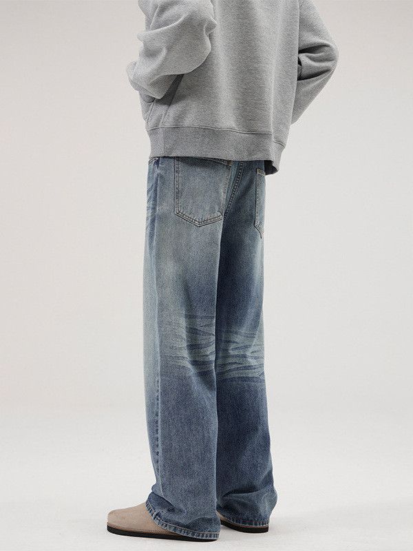 Japanese Brand Men's washed vintage cleanfit distressed blue street jeans Size US 32 / EU 48 - 4 Thumbnail