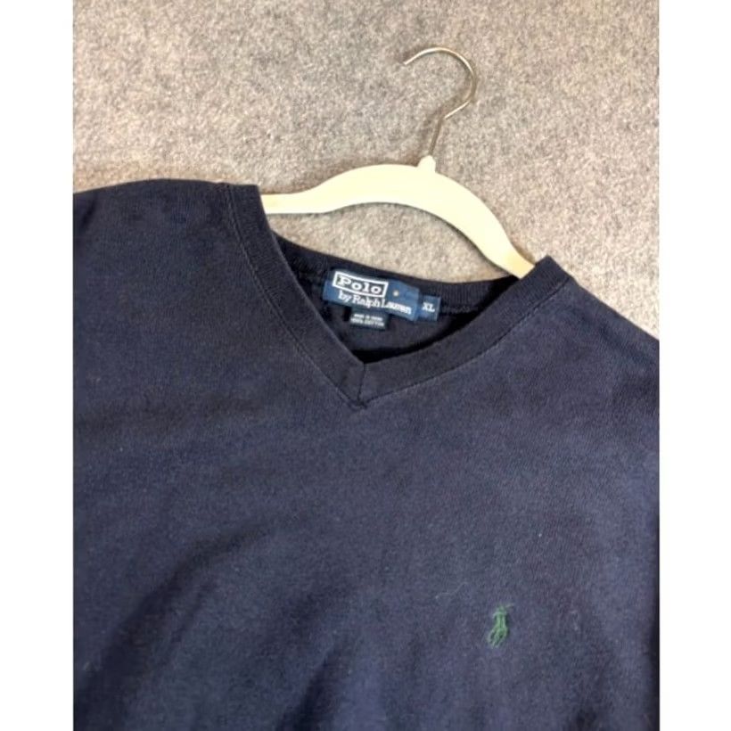 Polo Ralph Lauren VINTAGE Polo Ralph Lauren Sweatshirt Men XL Navy Blue Vneck Mini Pony Preppy Old Money Size US XL / EU 56 / 4 - 3 Thumbnail