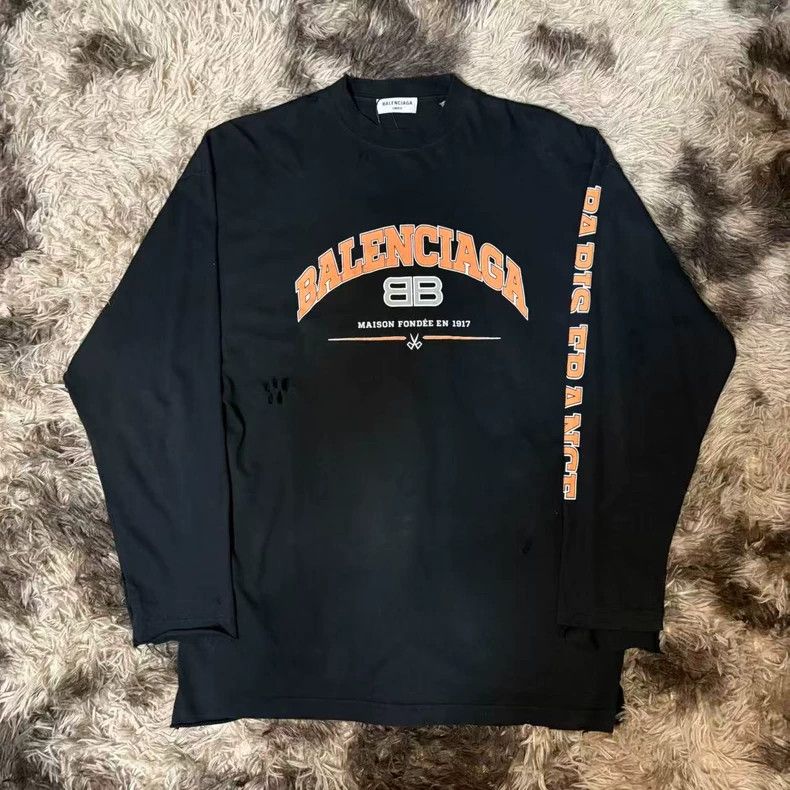 Balenciaga Black Distressed BB Scissors Longsleeve