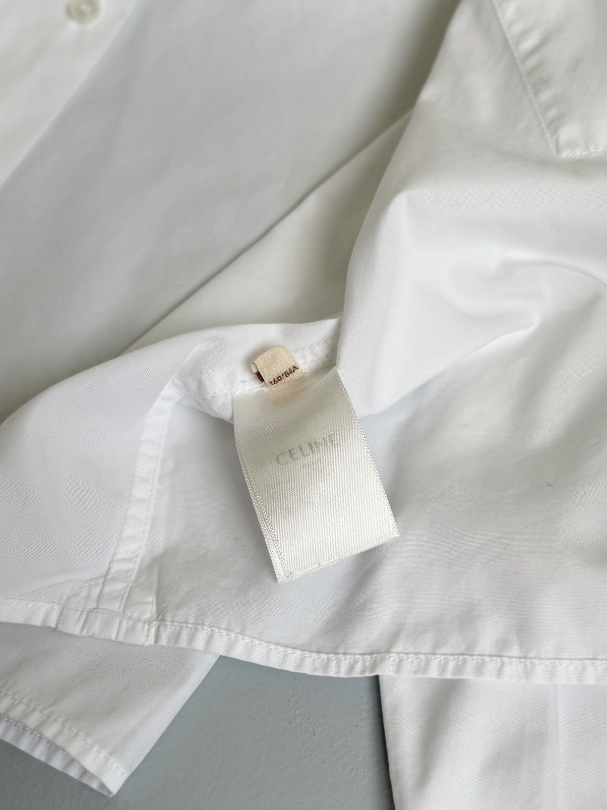 Celine Celine Paris Cropped White Shirt Pocket Logo Oversized Fit Size XS / US 0-2 / IT 36-38 - 17 Thumbnail