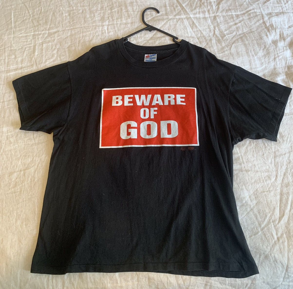 image of Marilyn Manson Beware Of God 1994 Vintage T-Shirt in Black, Men's (Size XL)