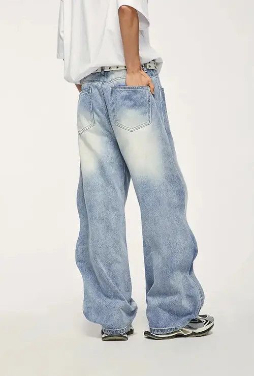 Jean Unisex Vintage Washed Blue Denim Size US 29 - 4 Thumbnail
