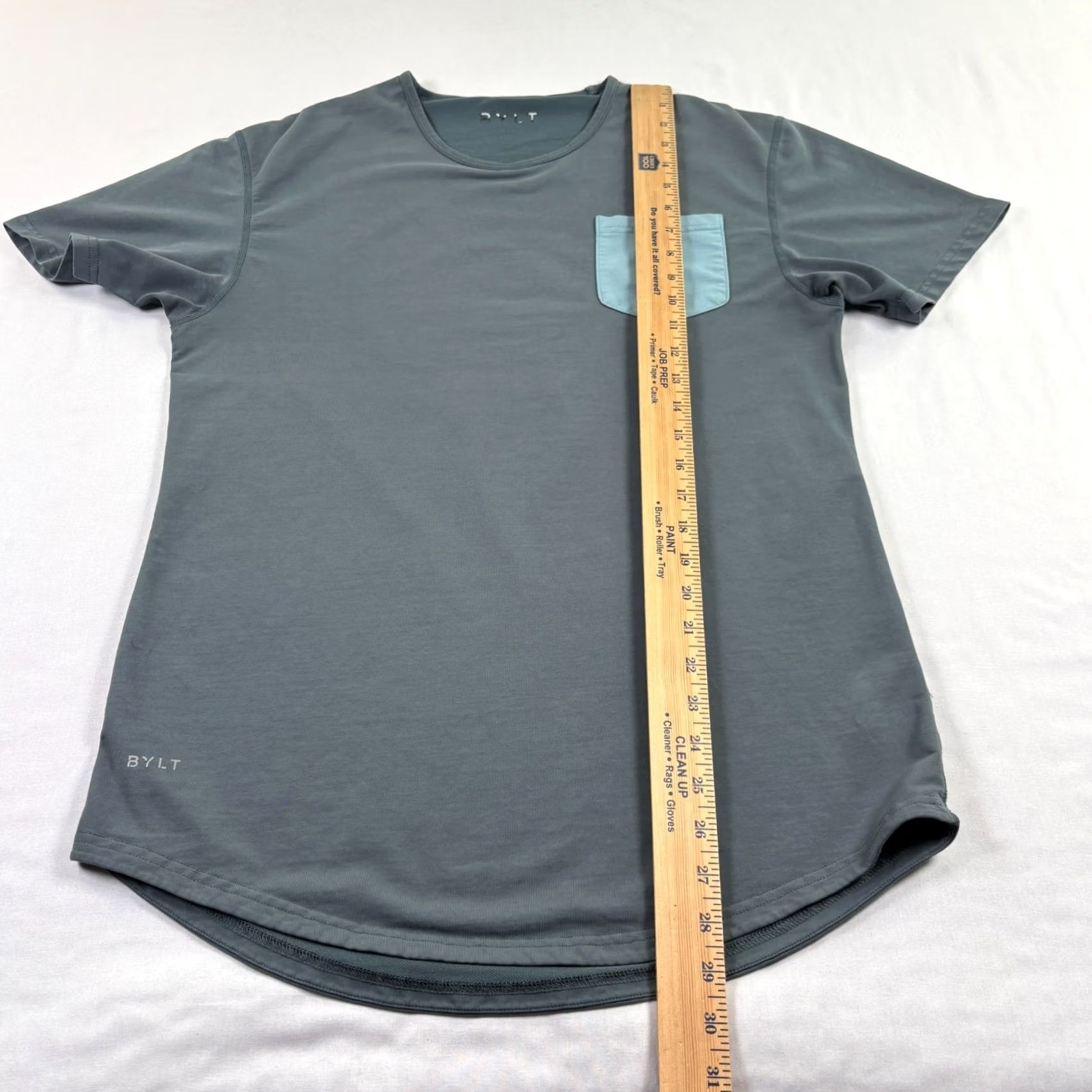 Asics BYLT Basics Shirt Mens M Gray Drop Cut Crew Neck Stretch Athleisure Pocket Shirt Mens Gray BYLT Size US M / EU 48-50 / 2 - 6 Thumbnail