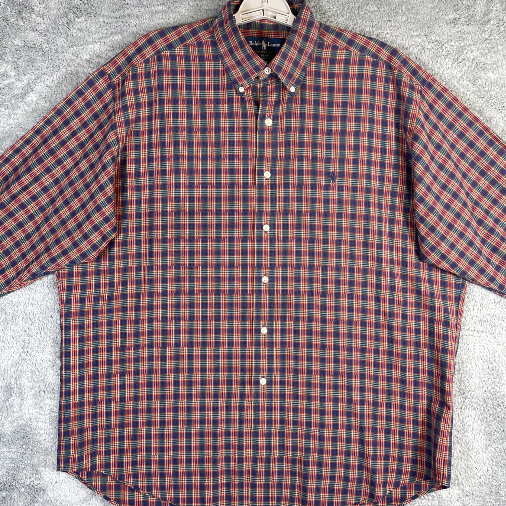 Ralph Lauren Ralph Lauren Shirt Mens Large Burgundy Blue Plaid Black Cotton Pony Small READ Size US L / EU 52-54 / 3 - 4 Thumbnail
