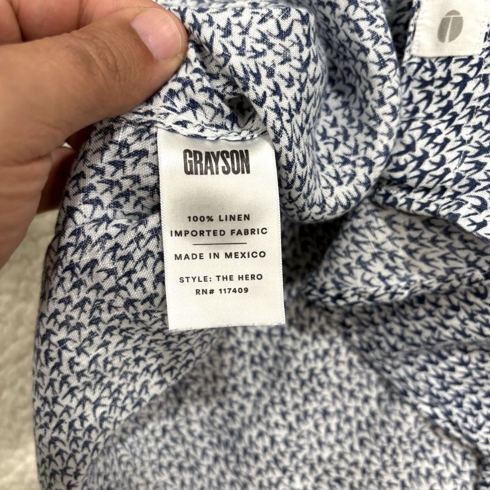 Vintage VINTAGE Grayson Button-Up Shirt Women XS Linen Birds Blue Long Sleeve Collared Button-Front Size XS / US 0-2 / IT 36-38 - 3 Thumbnail
