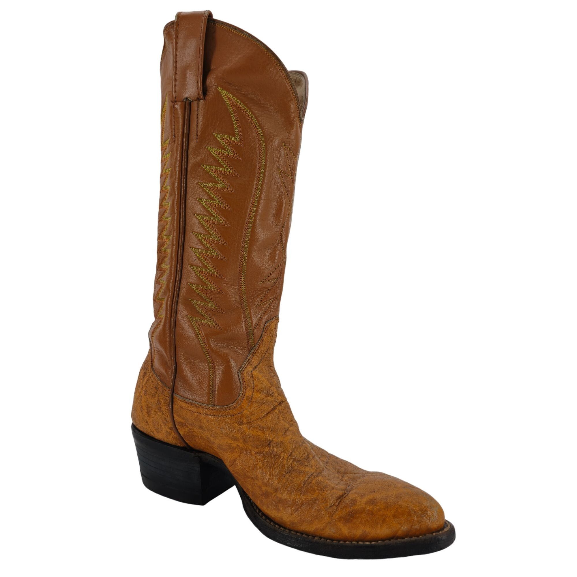 Other Vintage Exotic Hide Mens 6.5D Orange - Brown Leather Boots Size US 6.5 / EU 39-40 - 16 Thumbnail