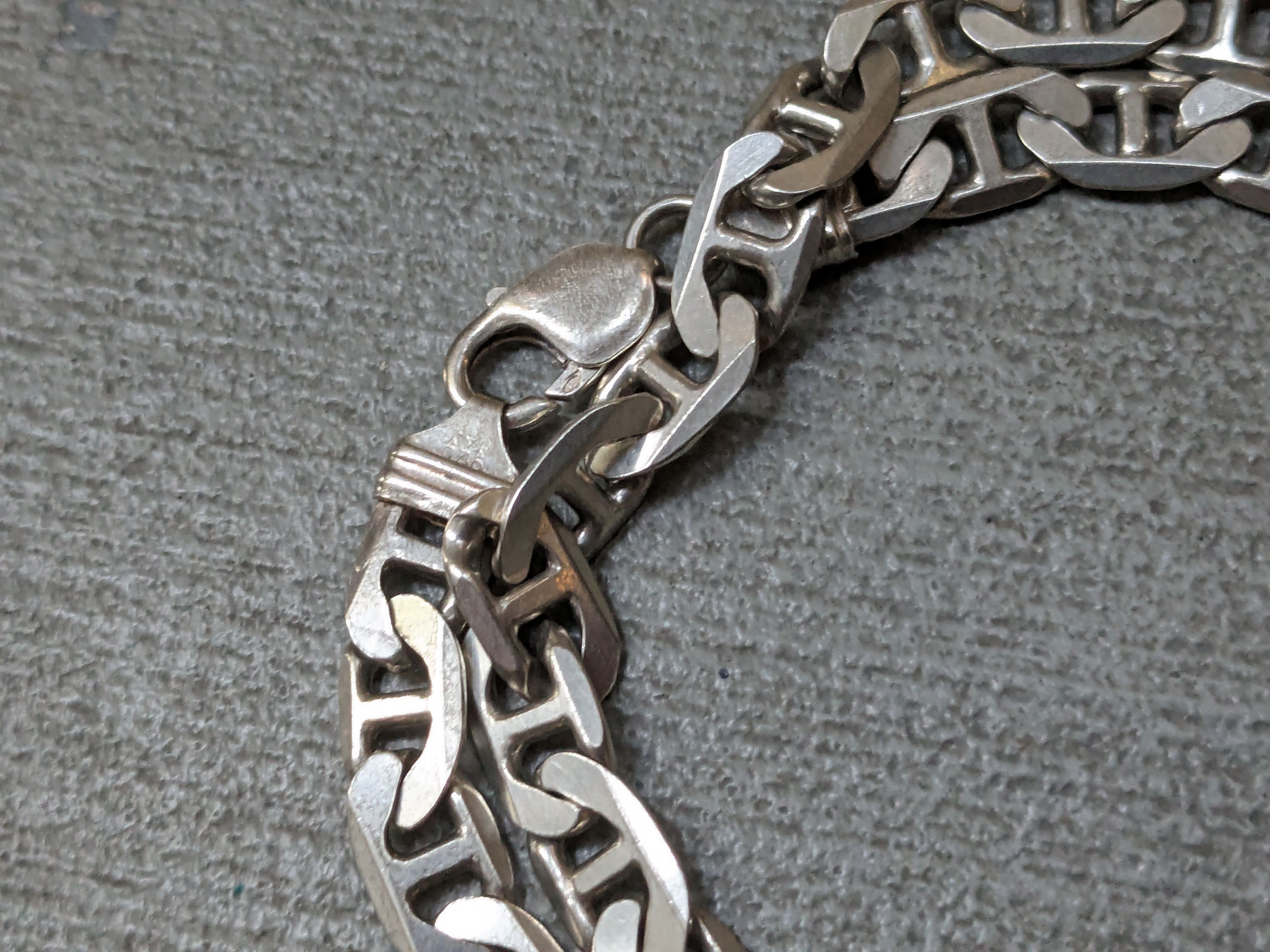 Jewelry Vintage Sterling Silver Necklace Mariner Anchor 22" Chunky Size ONE SIZE - 8 Thumbnail