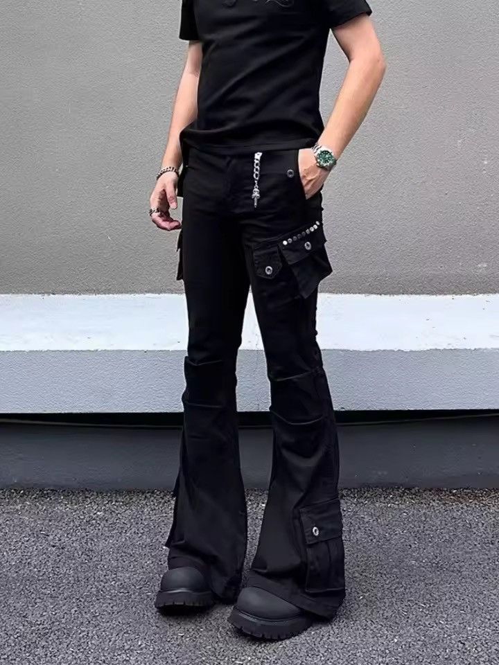 Jean Multi Pockets Black Slim Flared Jeans Pants Size US 30 / EU 46 - 1 Thumbnail