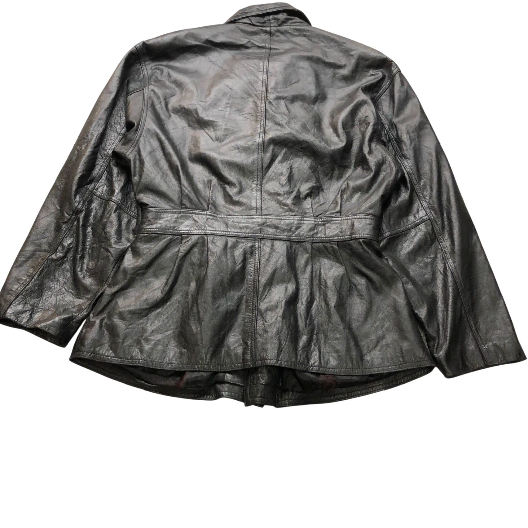 Vintage VINTAGE Cayenne Leather Belted Biker Jacket Womens M Assymetrical Zip Black Jacket Womens M Black Belted Leather Biker Jacket Cayenne Size M / US 6-8 / IT 42-44 - 4 Thumbnail