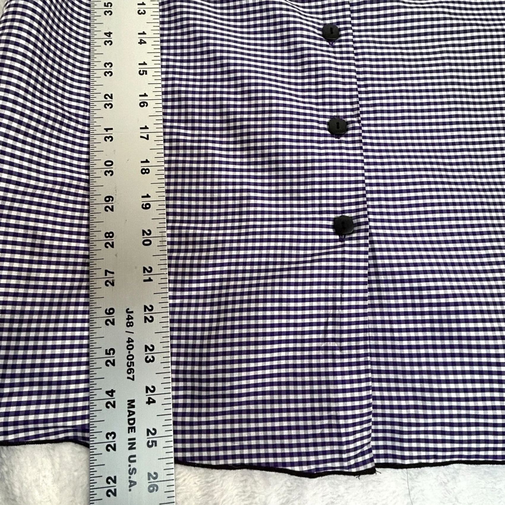 Vintage Beluva San Francisco Womens Purple Gingham Button-Up Blouse 3/4 Sleeve Medium Size M / US 6-8 / IT 42-44 - 6 Thumbnail