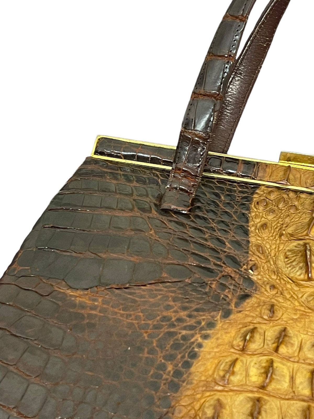 Vintage Crocodile Leather Patina Vtg 50s Unknown Japan Hand Bag 4🟩 Size ONE SIZE - 12 Thumbnail